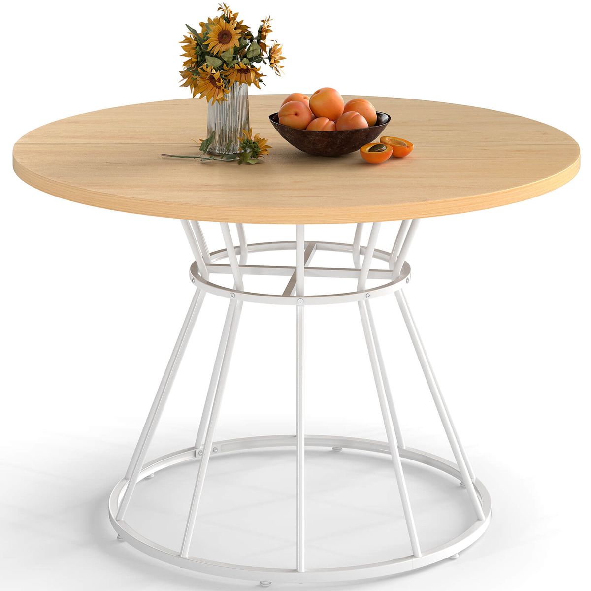 47” Round Dining Table with Wooden Tabletop - Table-Natural