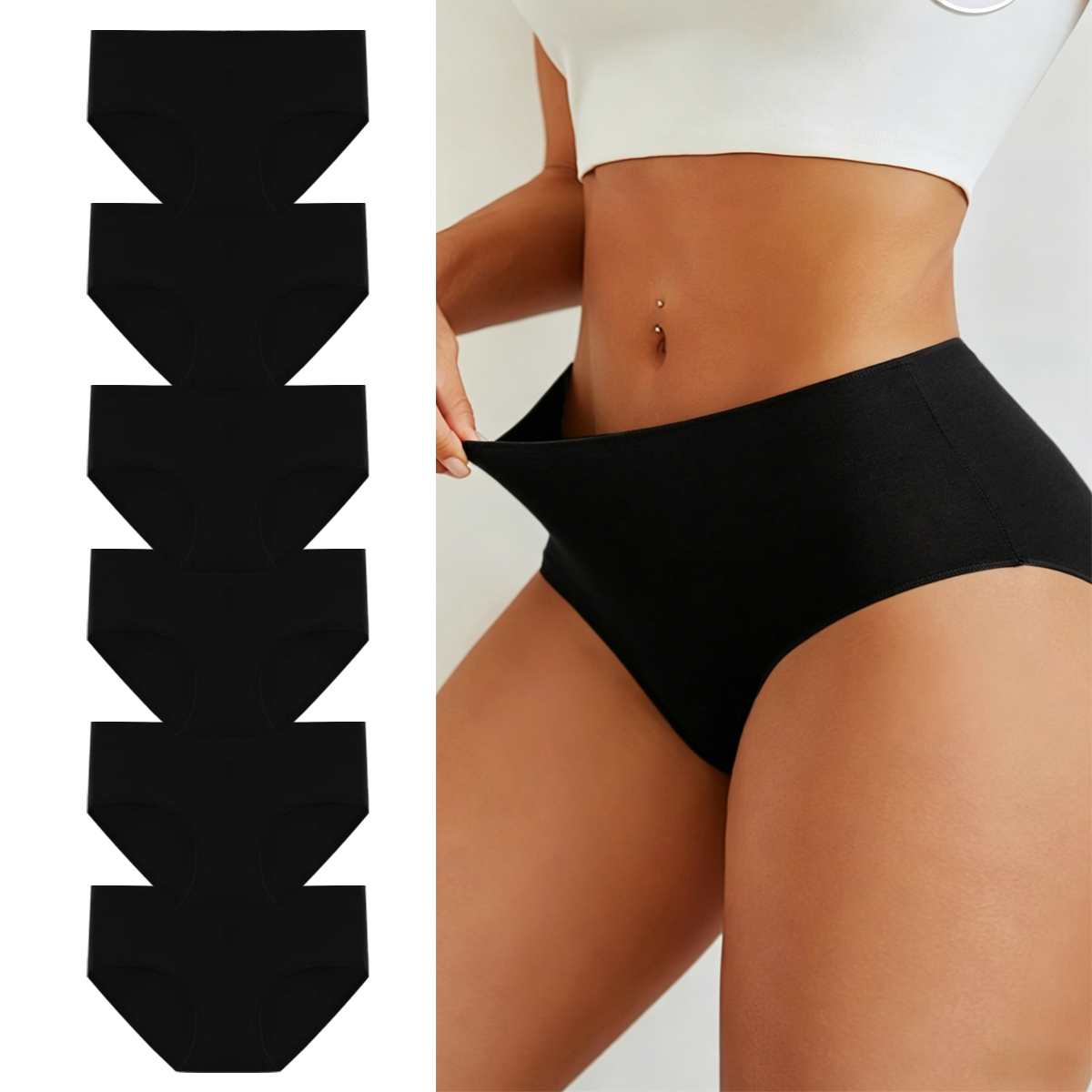 Women's Mid-Rise Seamless Cotton Briefs (6-Pack) - Style 4-L