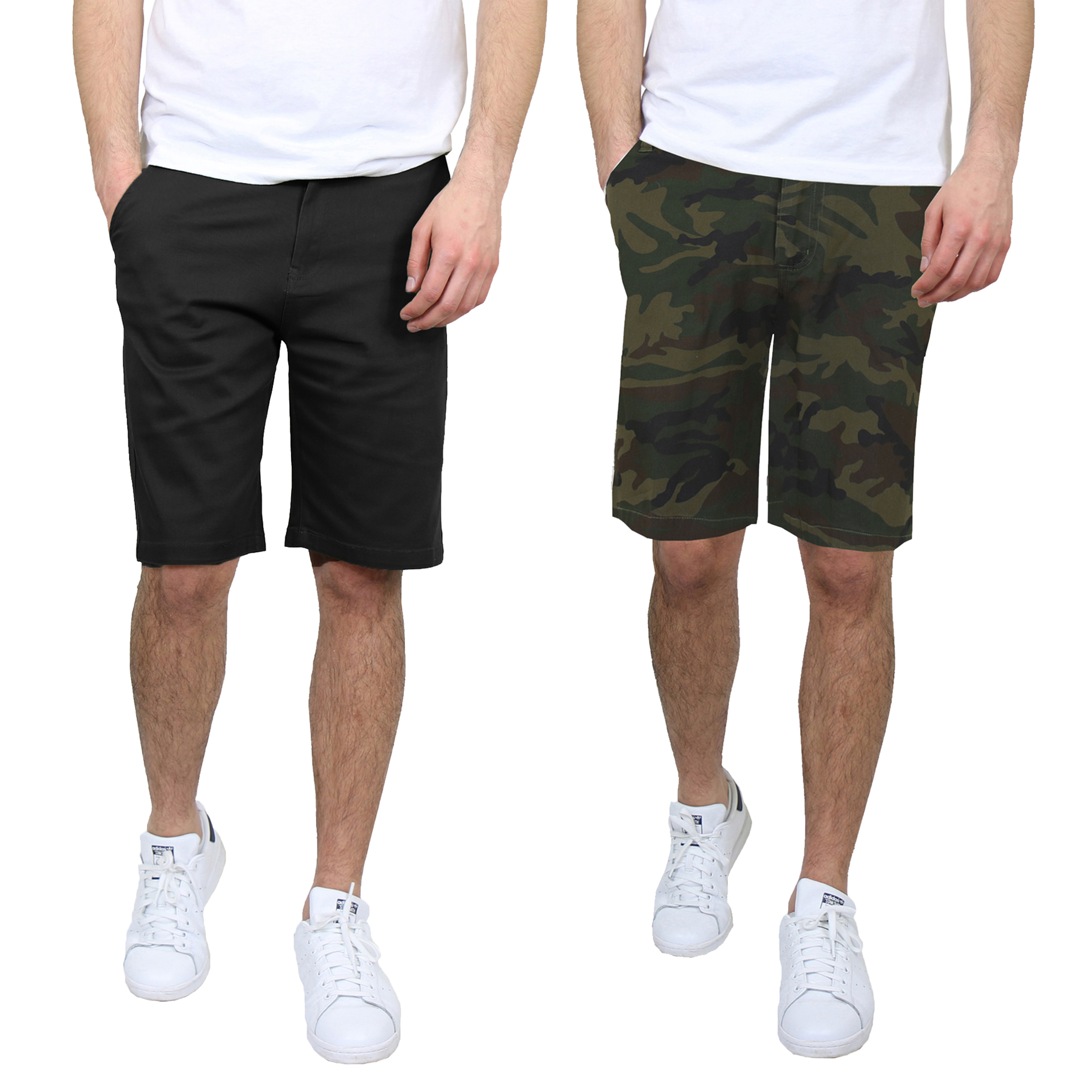 Men's 5-Pocket Cotton Stretch Chino Shorts (2-Pack) - G/MSCS-800 / BK-CM / 42