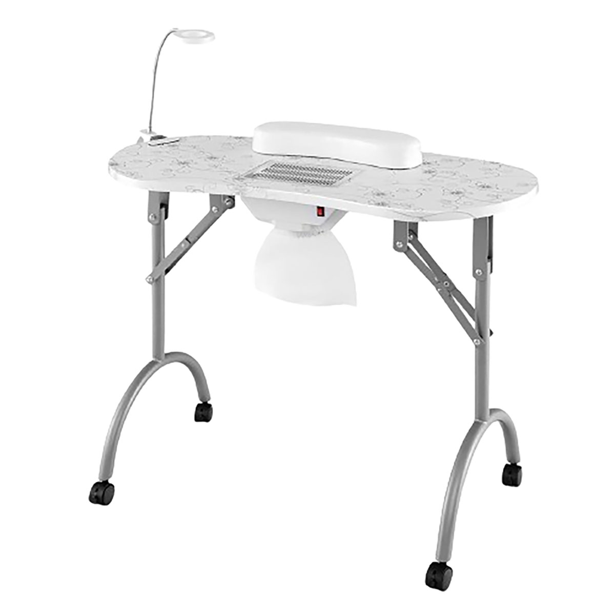 Manicure Nail Table with Bendable USB-Plug LED Table Lamp - White