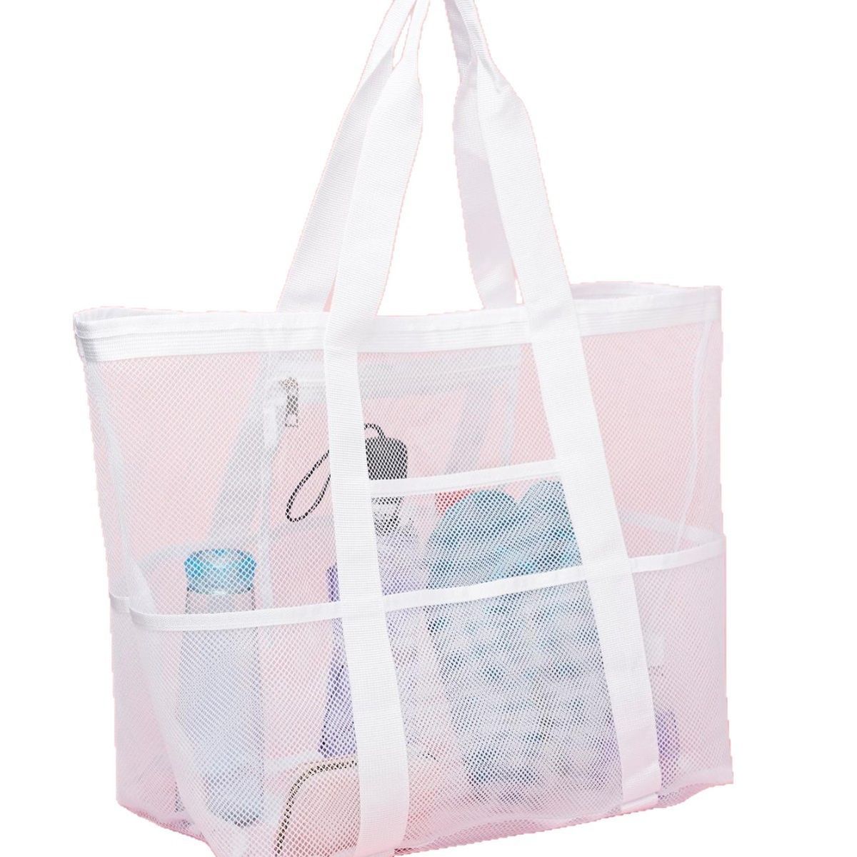 Large Mesh Beach Tote Bag  White