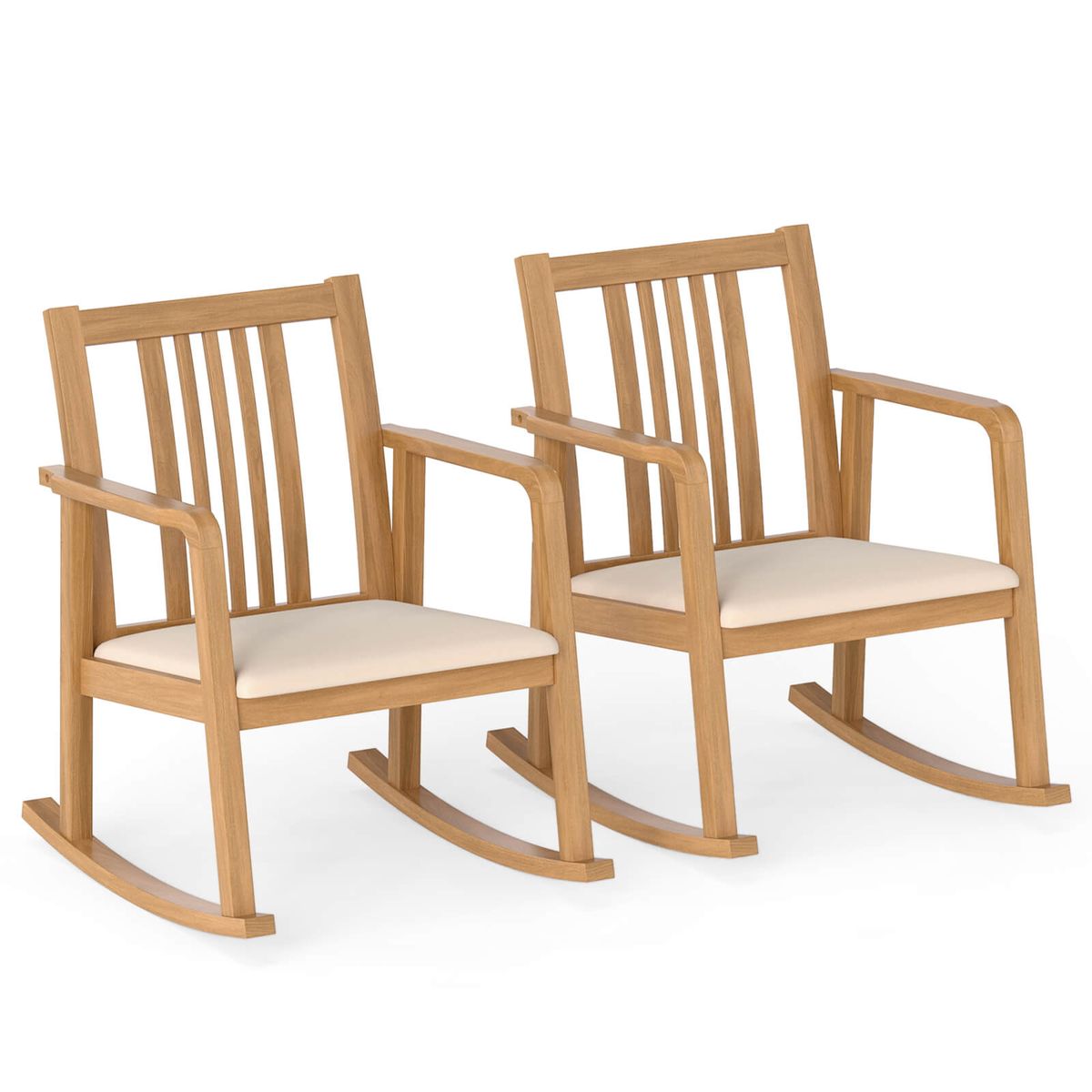 Rocking Chair with Cushioned Seat (1- or 2-Pack) - Natural-2