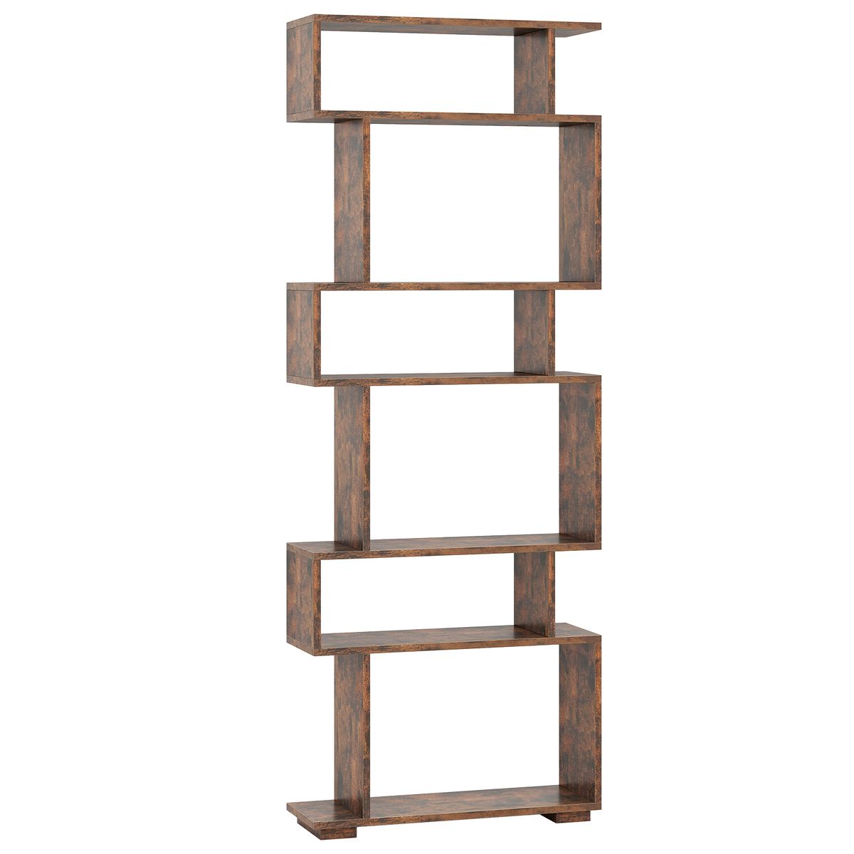 Photos - Wardrobe Costway 6-Tier S-Shaped Geometric Bookcase with Thickened Legs - Brown HCST07267 