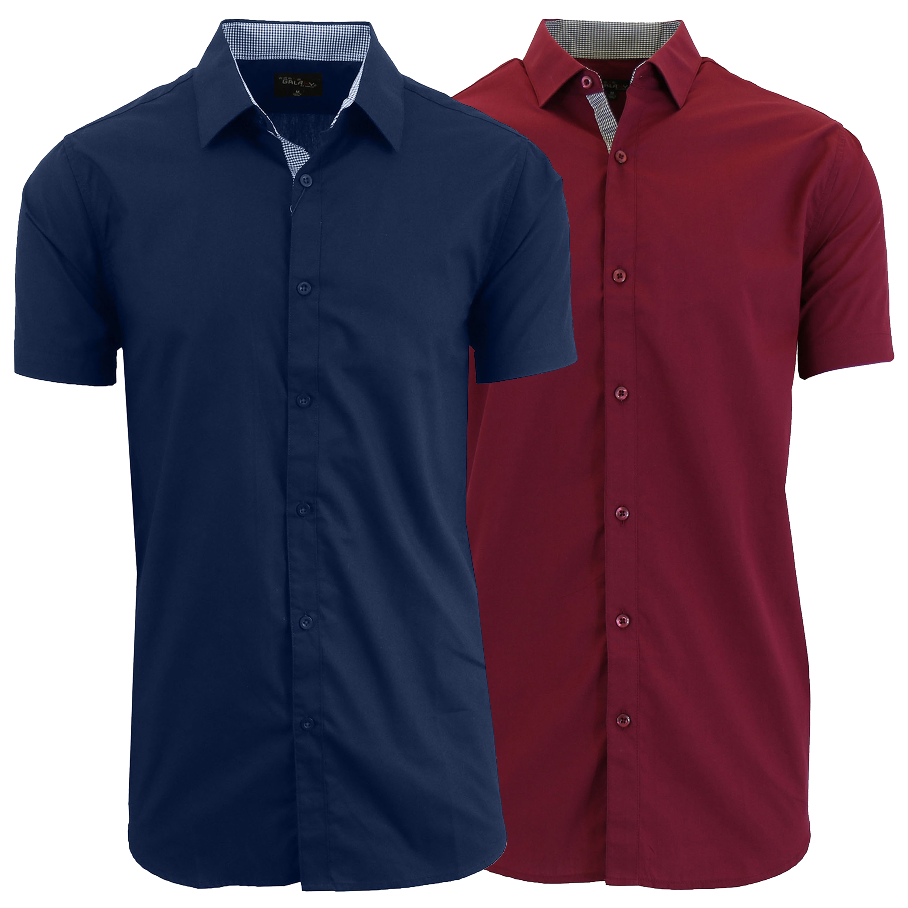 Men's Short Sleeve Solid Classic Dress Shirt (2-Pack) - MSS-500 / NV-BG / S