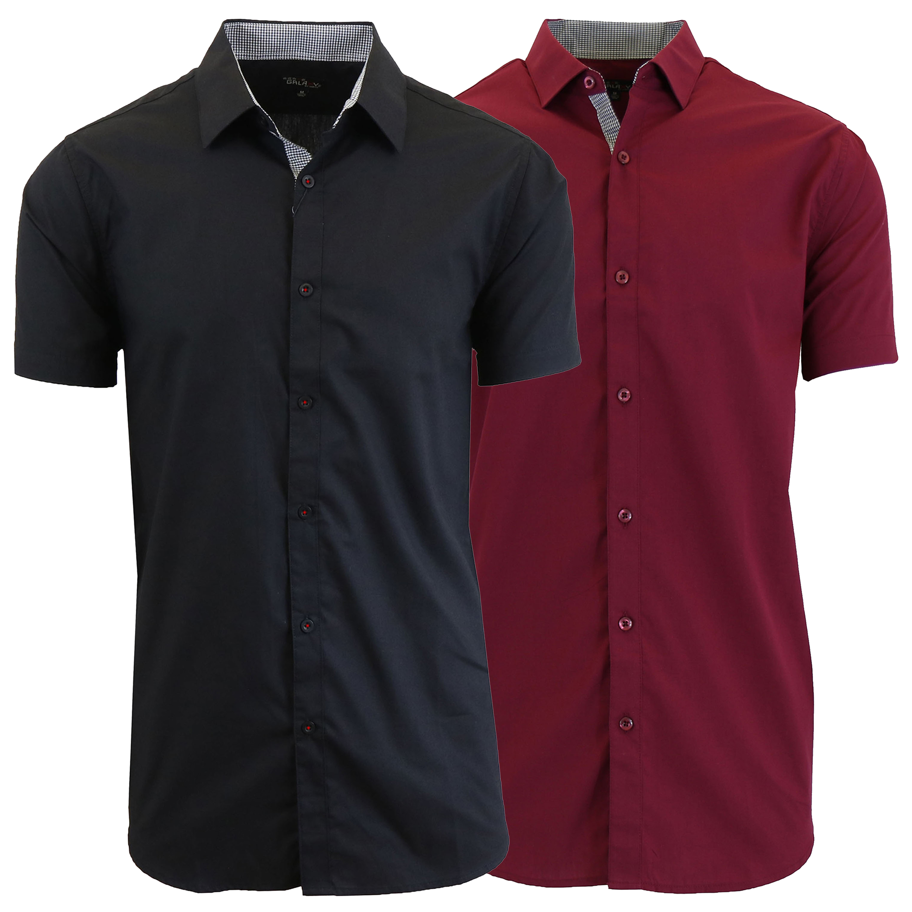Men's Short Sleeve Solid Classic Dress Shirt (2-Pack) - MSS-500 / BK-BG / XL