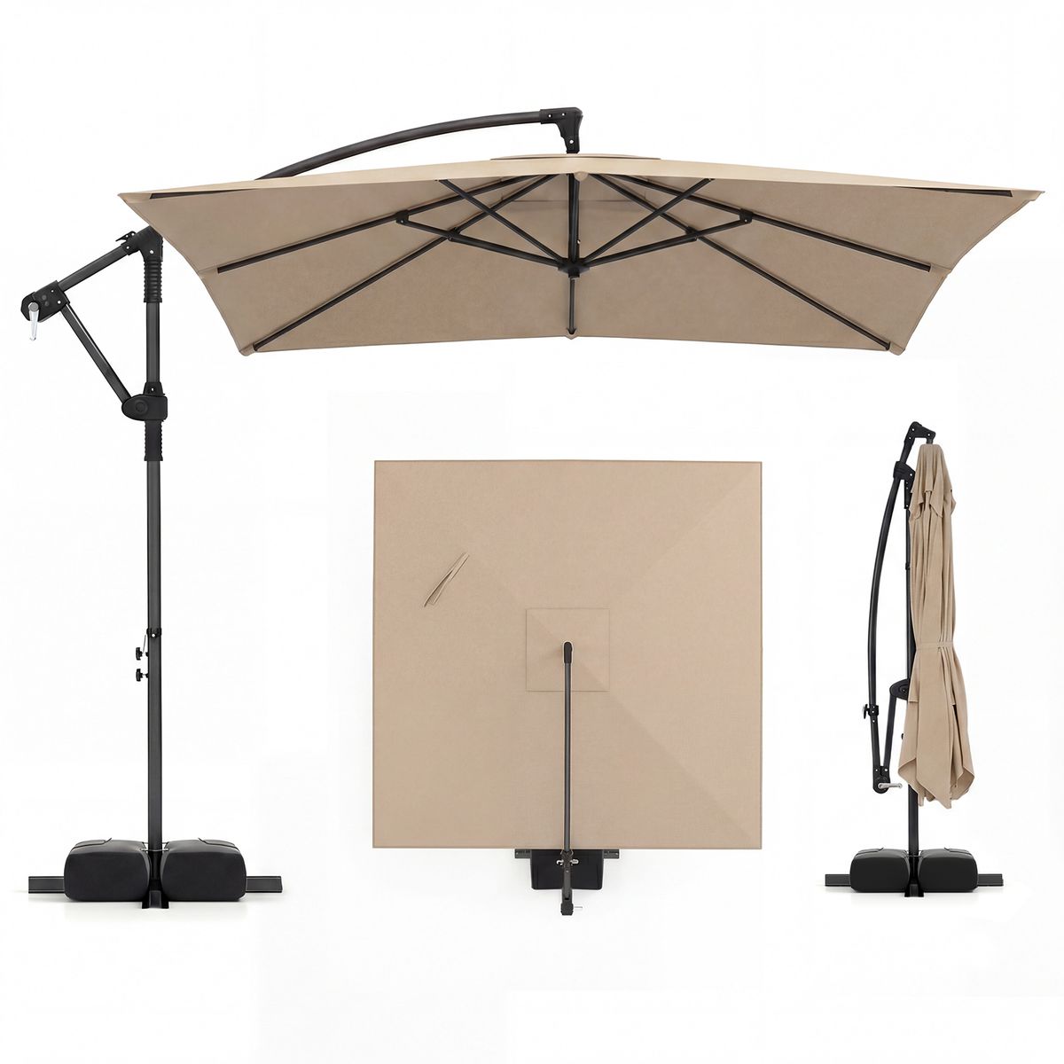 Photos - Parasol Costway 8 x 8-foot Offset Cantilever Patio Umbrella - without light-Brown HCST13119