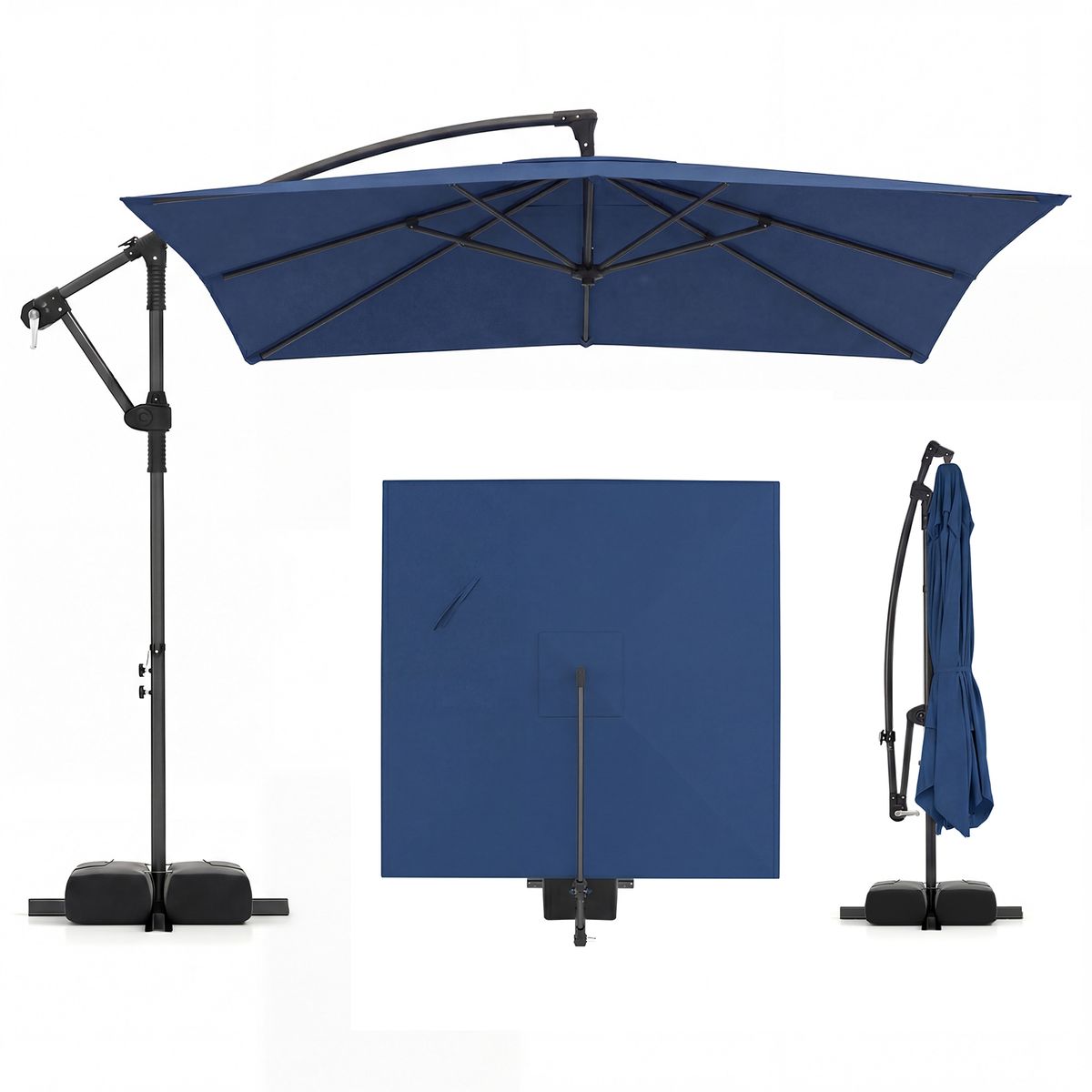 Photos - Parasol Costway 8 x 8-foot Offset Cantilever Patio Umbrella - without light-Navy HCST13163 
