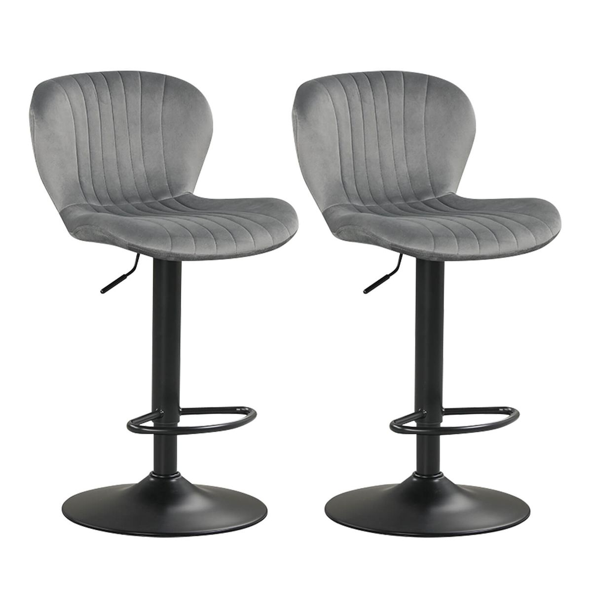Bar Stool Set with Velvet Backrests and Padded Seats (Set of 2 or 4) - Gray-2
