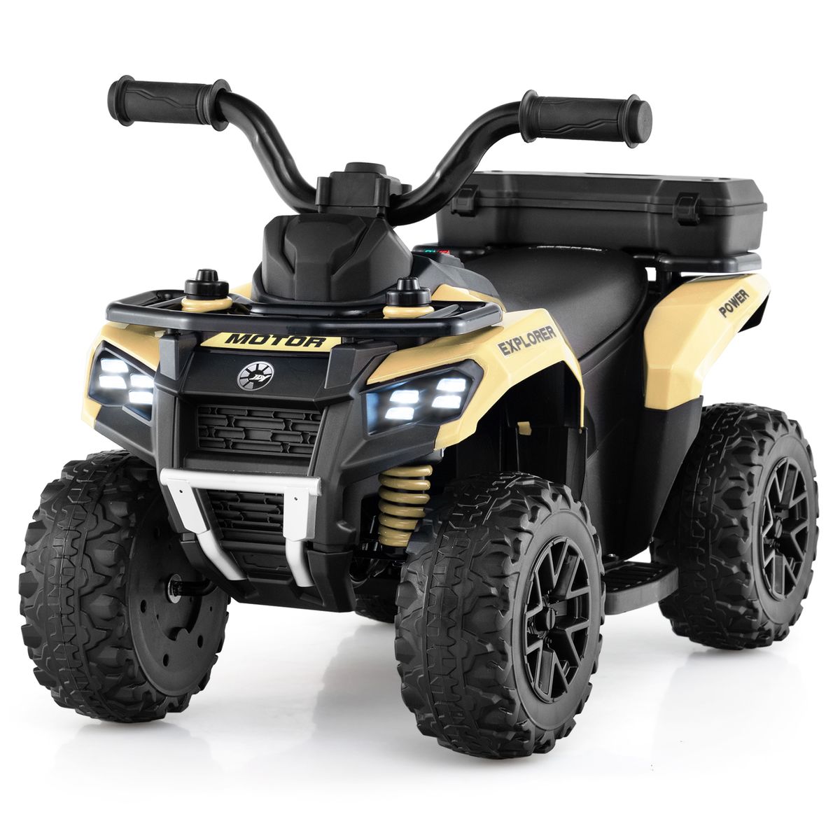 6V Ride-On Electric ATV with Integrated Sound System - Khaki
