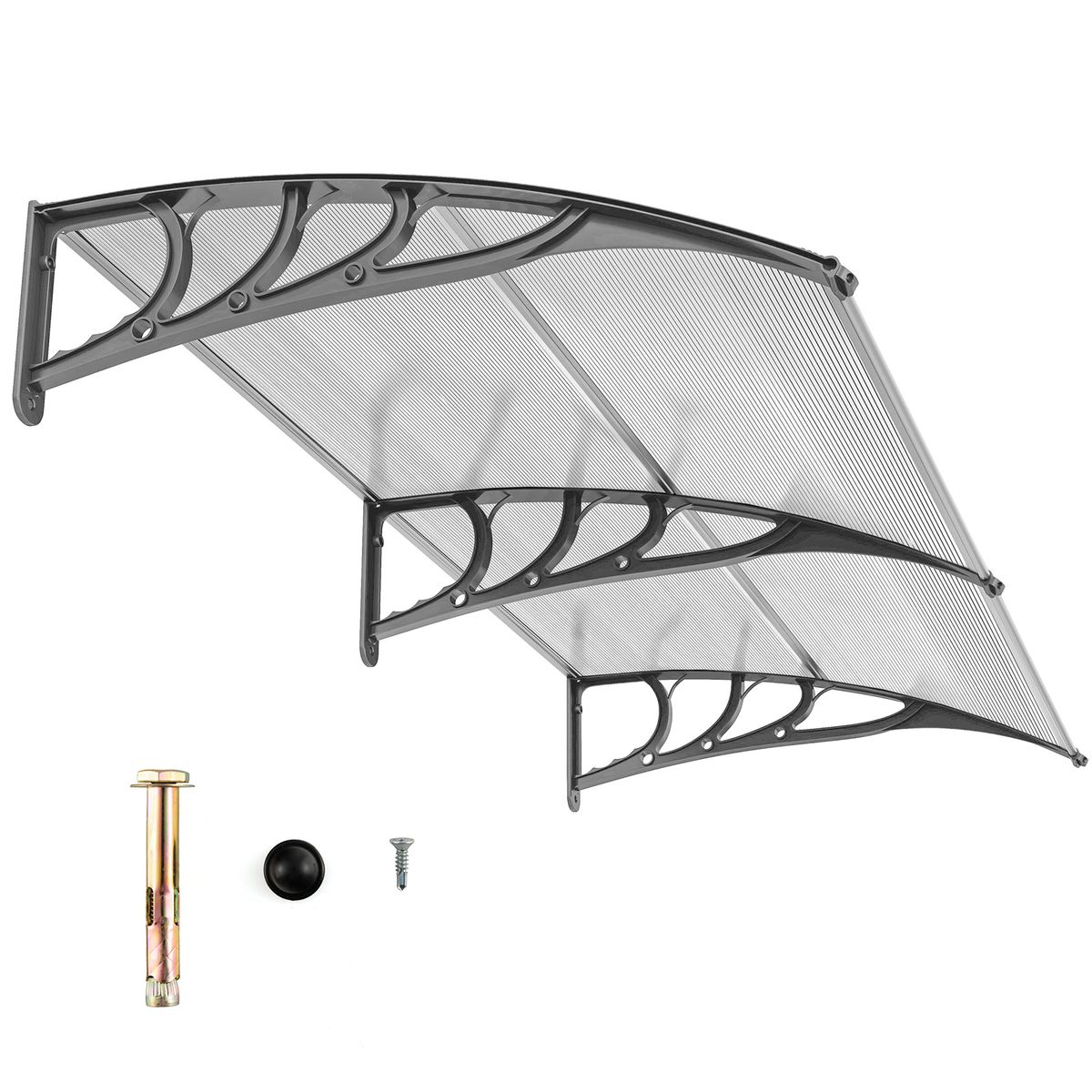 80" x 40" Patio Awning Canopy Window Door Overhang Rain Snow Protection - Grey