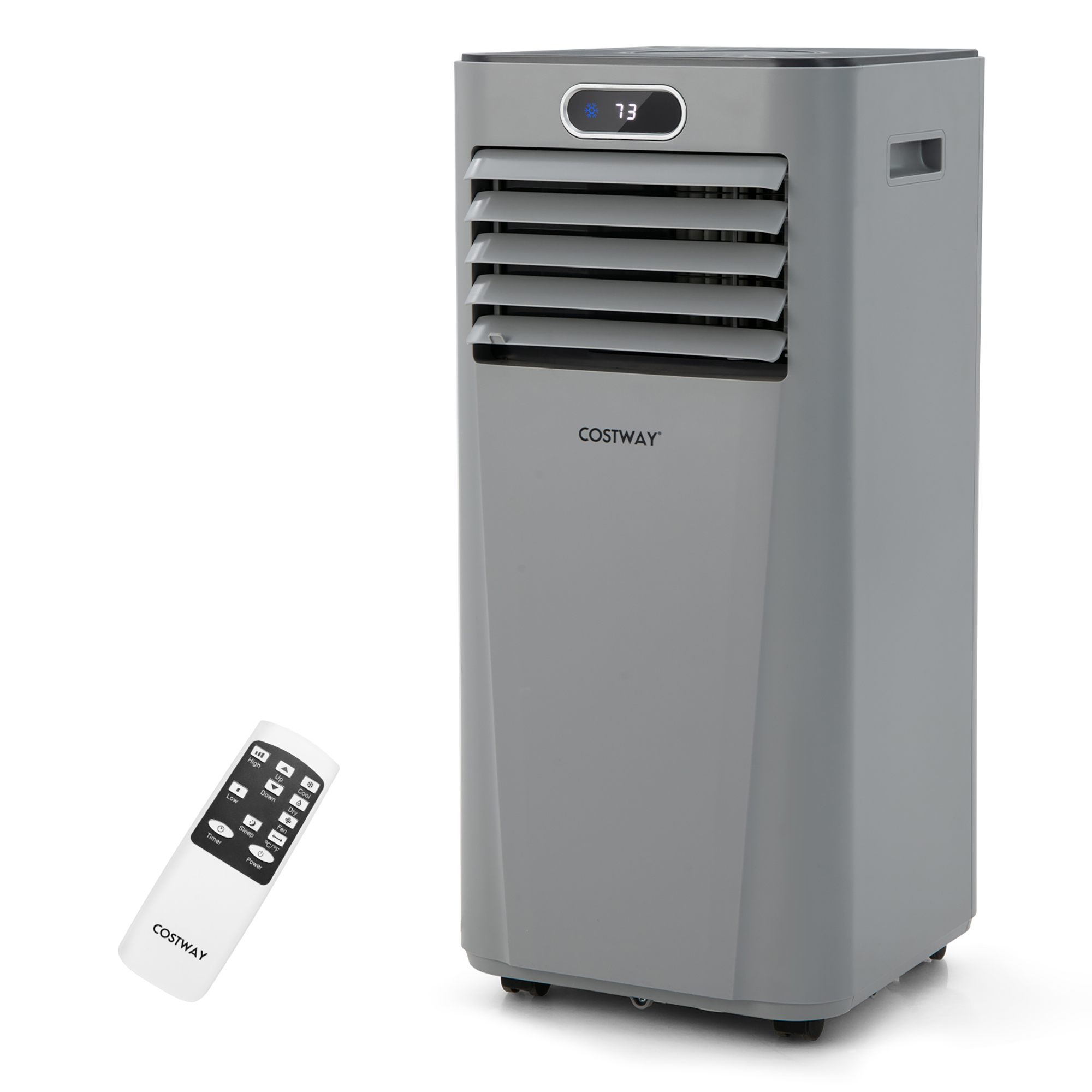 10000 Btu Portable Air Conditioner w/ Remote Control 3-in-1 Air Cooler w/ Drying - Grey