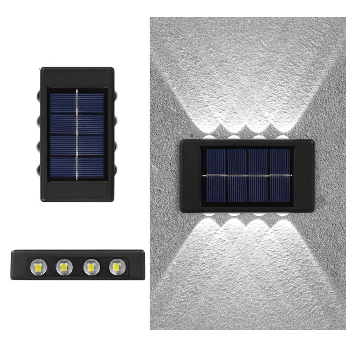 Waterproof Solar LED Wall Lamp - 8LED-Cool White-4Pack