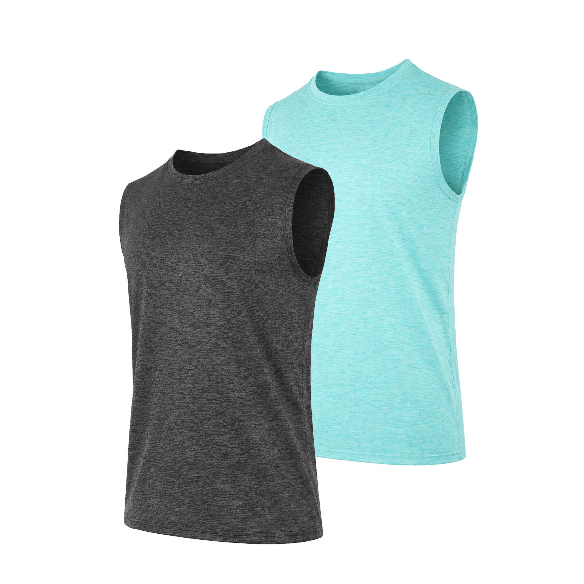 Men's Moisture Wicking Performance Sleeveless Muscle Tee (1- to 3-Pack) - J/MMPM-400 / BK-AQ / 2XL