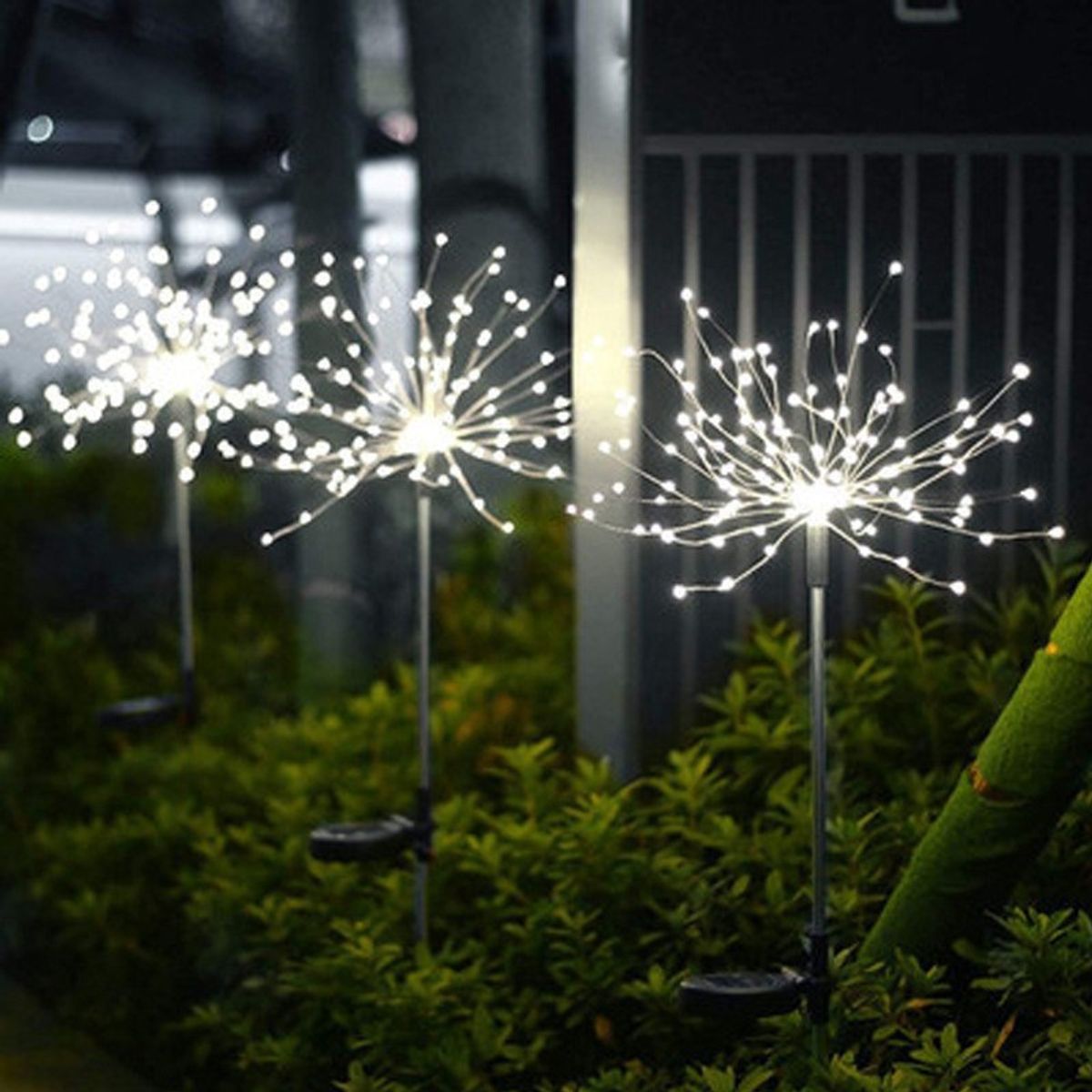 Solar Powered Firework Stake Light - White Light-120LED