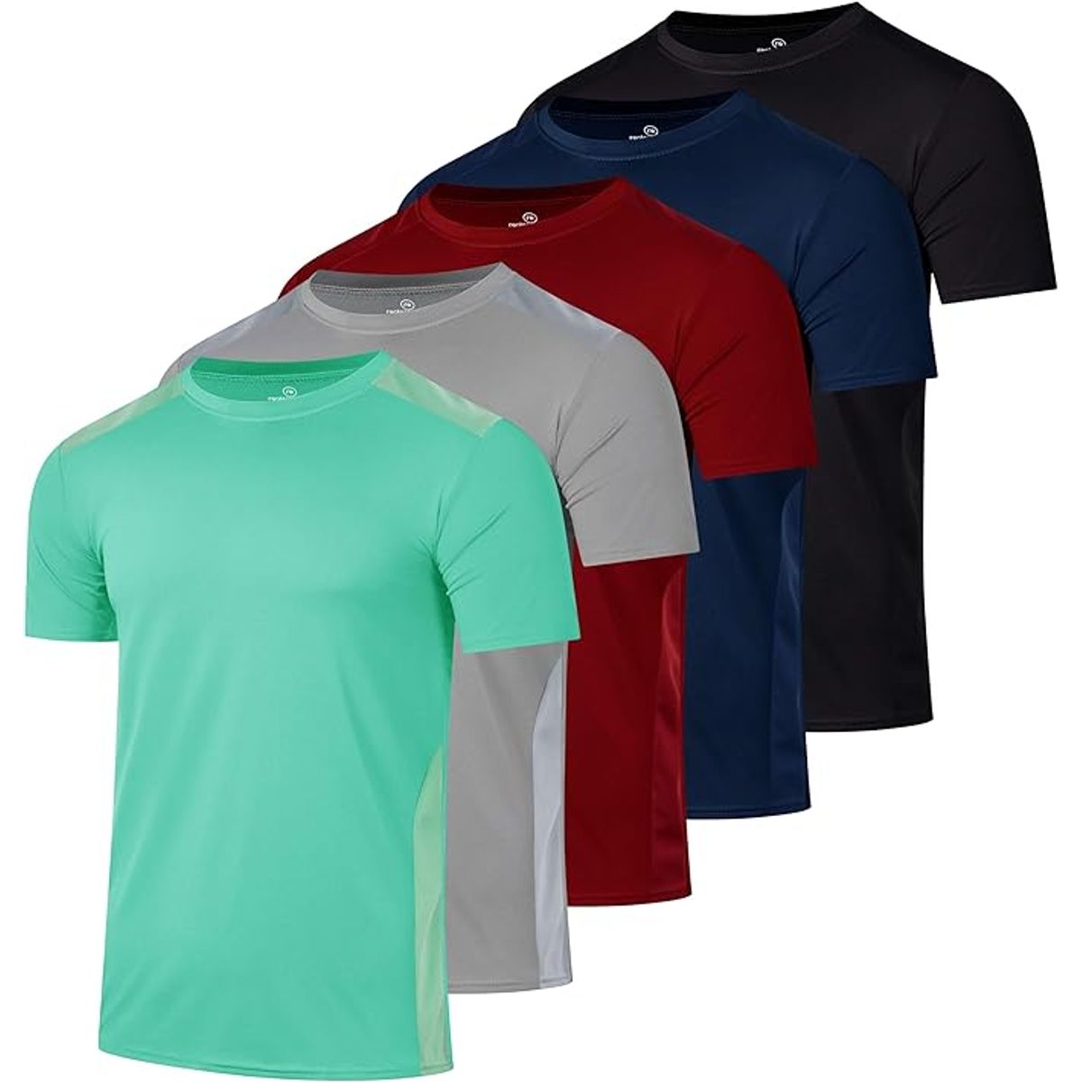 Men's Active Athletic Dry-Fit Performance T-Shirts (5-Pack) - SET 3- Large