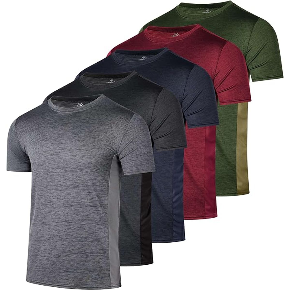 Men's Active Athletic Dry-Fit Performance T-Shirts (5-Pack) - SET 1- Large