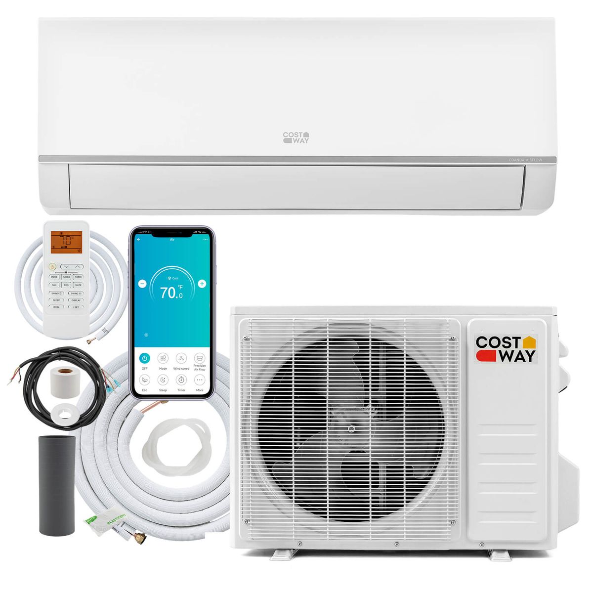 Photos - Air Conditioner Costway Wi-Fi Enabled Mini Split  - 115V-9000 BTU HCST13400 