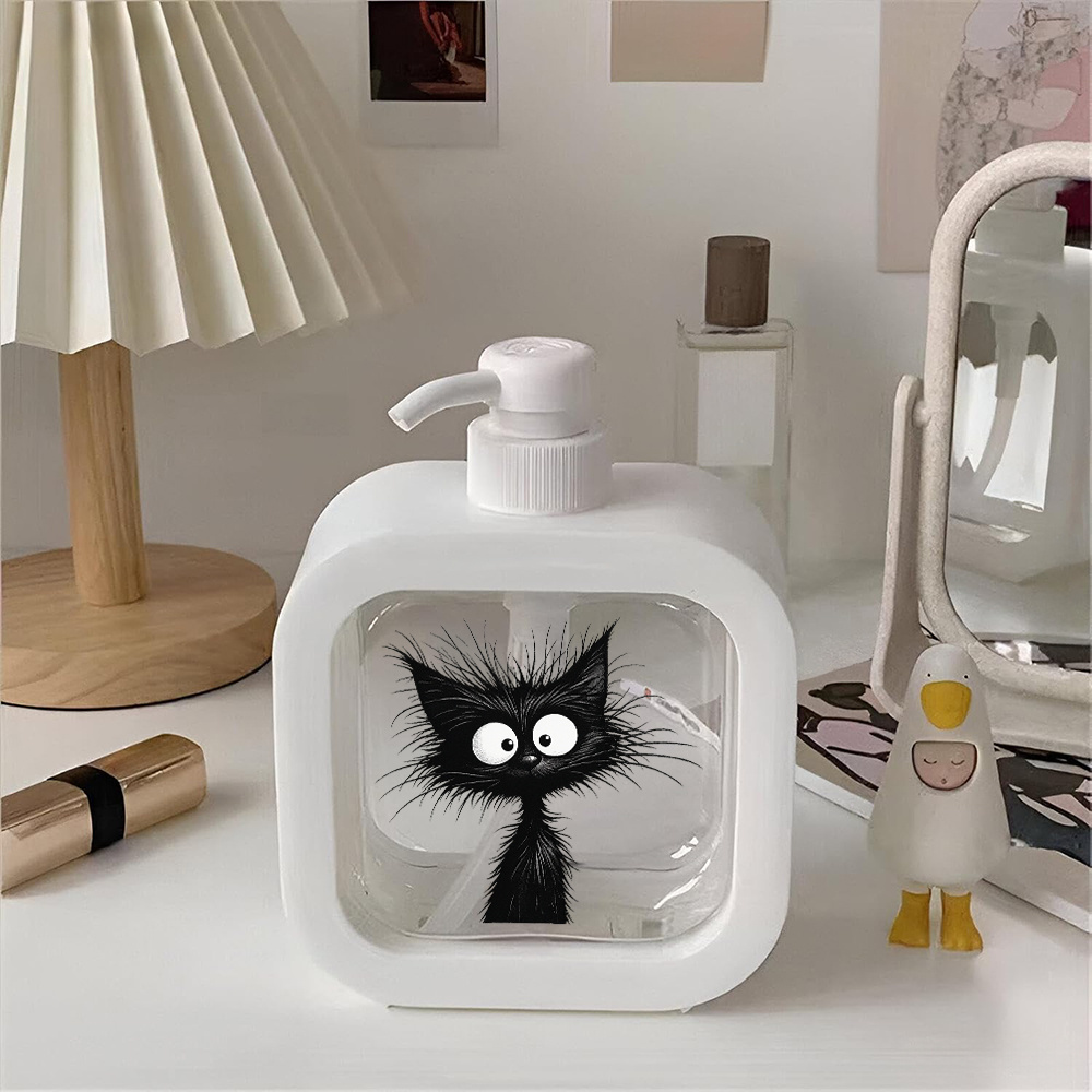 Cute Cat Print Soap Dispenser - White