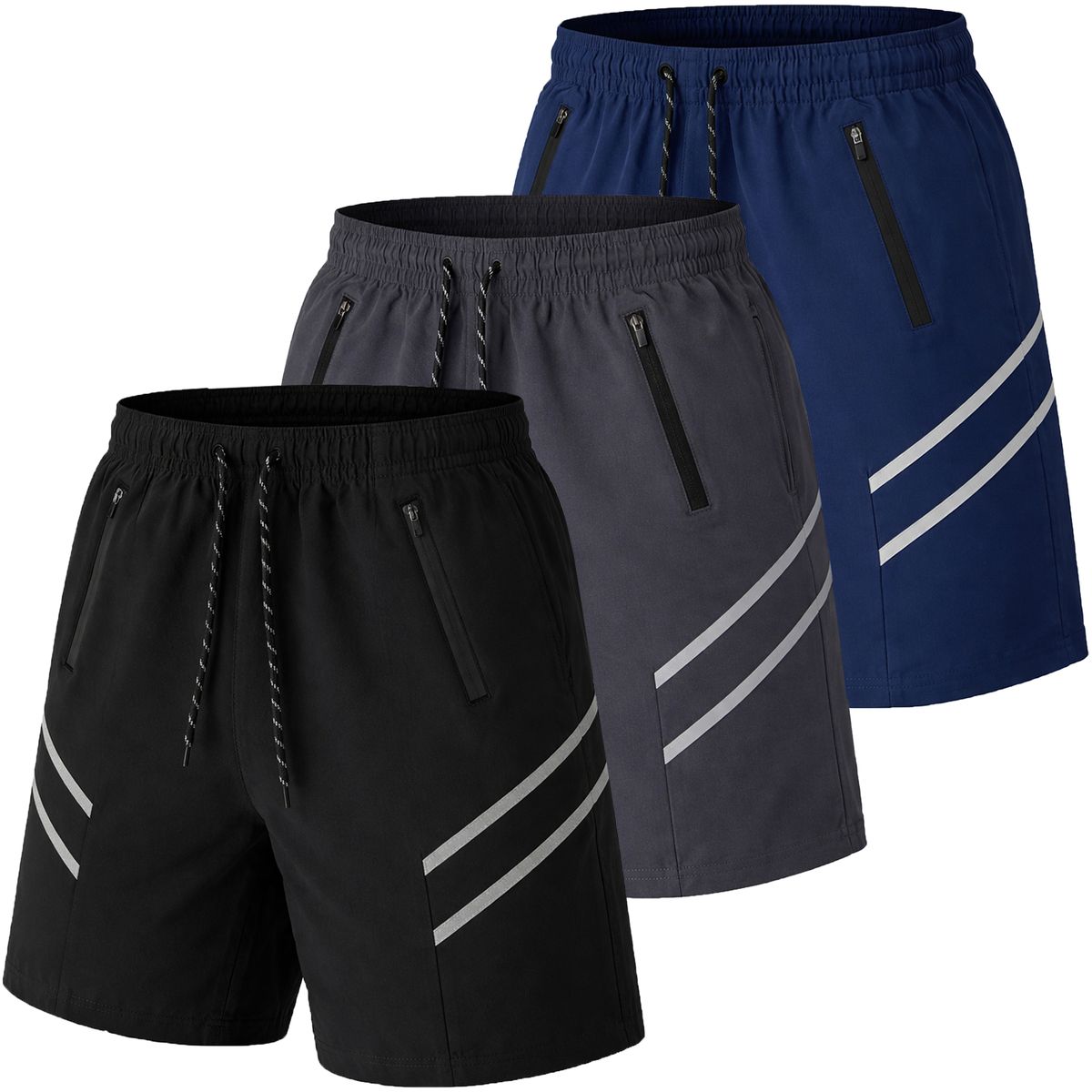 Men's Performance Training Shorts (3-Pack) - J/MWWS-104 - BK-CH-NV - 2XL