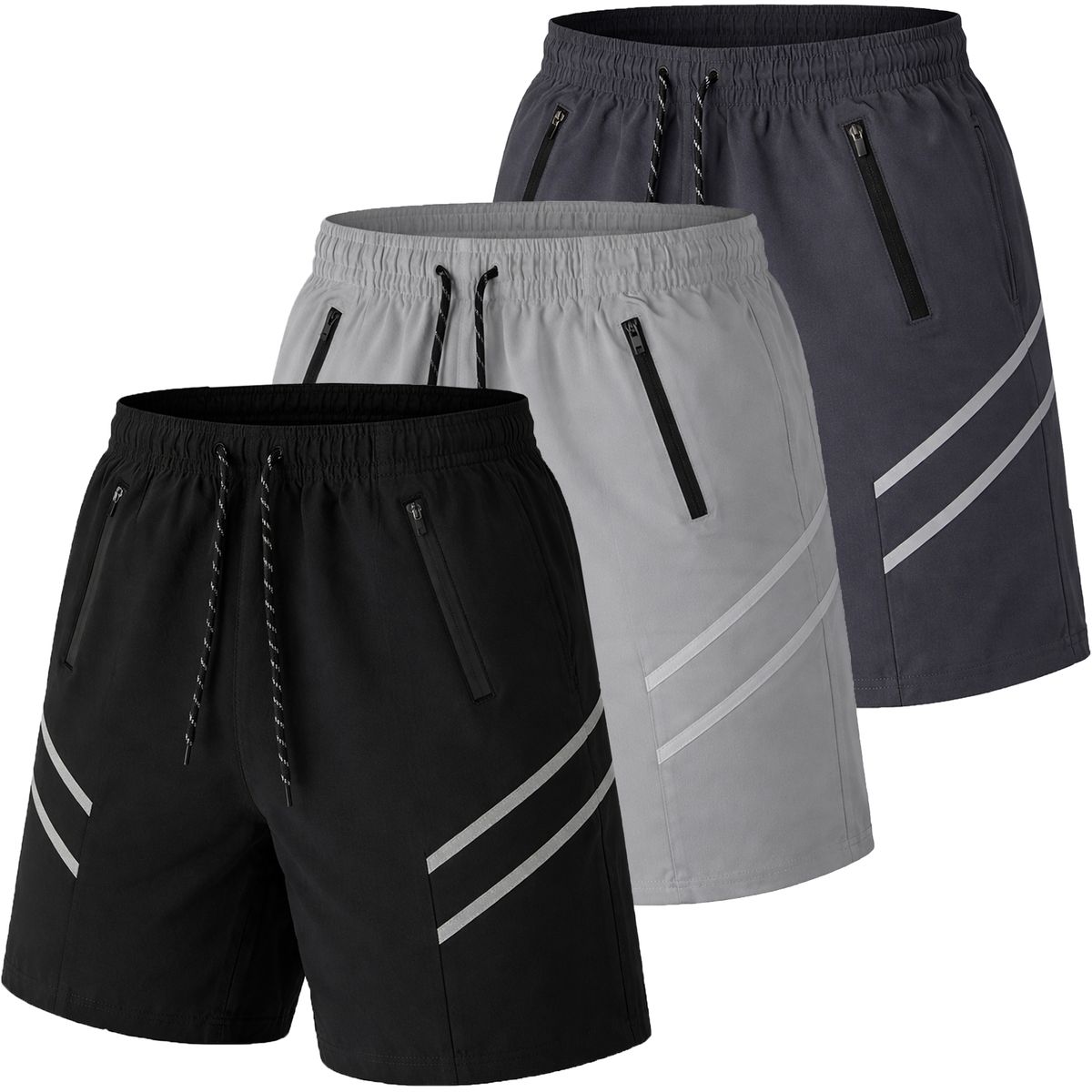 Men's Performance Training Shorts (3-Pack) - J/MWWS-104 - BK-SV-CH - S