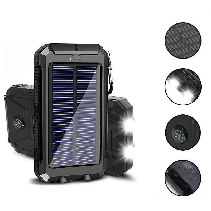 20000mAh Outdoor Solar Power Bank  - Black