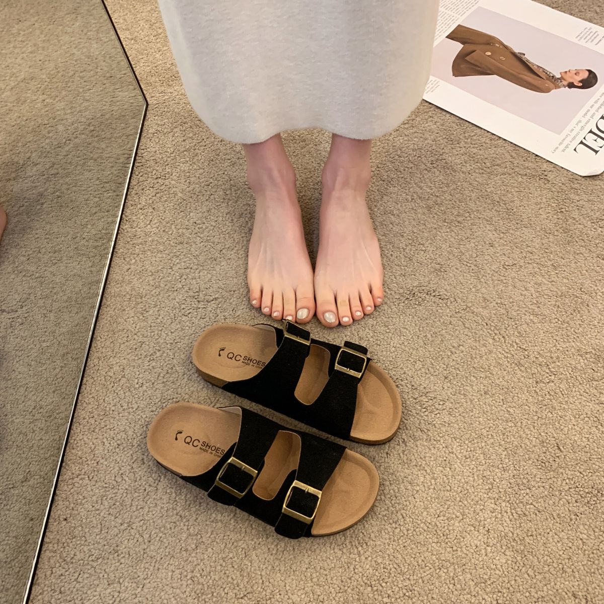 Women's Adjustable Flat Casual Sandals - Black-37