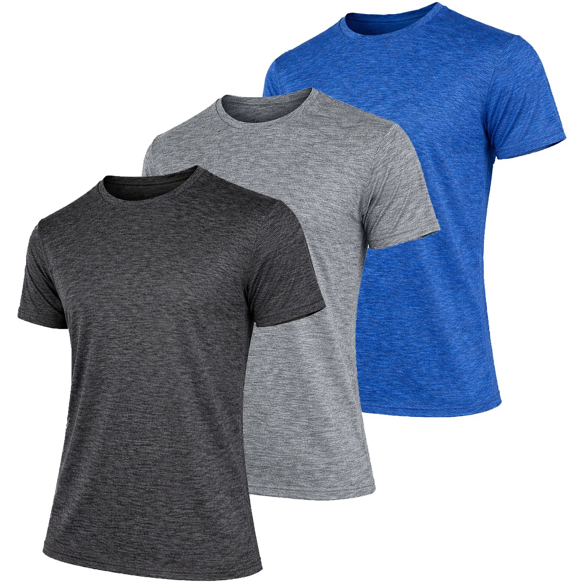 Men's Moisture Wicking Performance Short Sleeve Tee (3-Pack) - J/MMPT-450 / BK-GY-RY / S