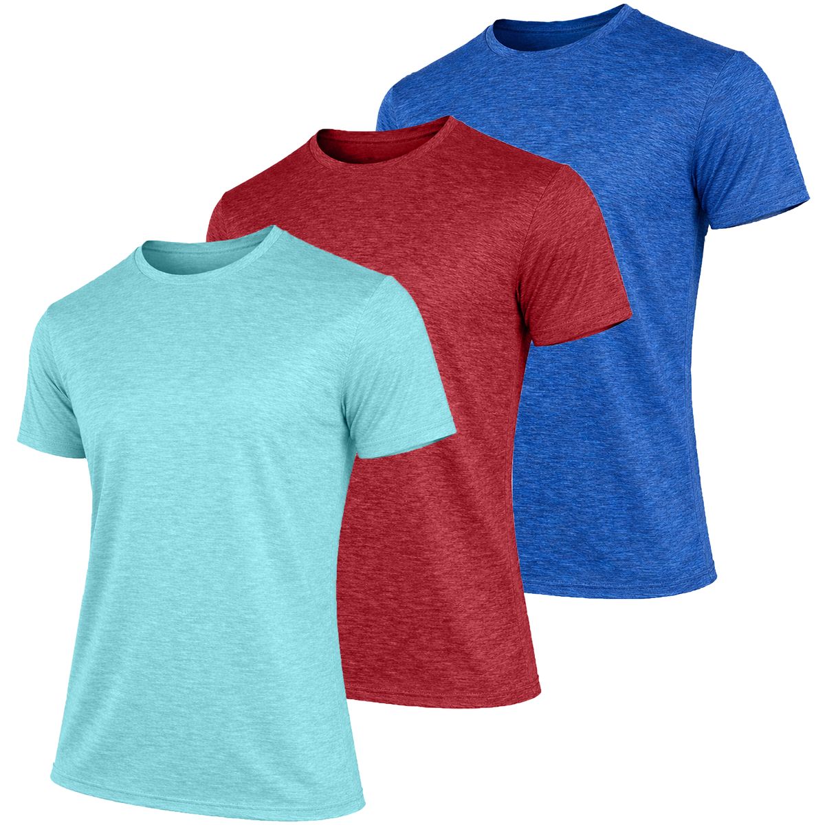 Men's Moisture Wicking Performance Short Sleeve Tee (3-Pack) - J/MMPT-450 / AQ-RD-RY / L