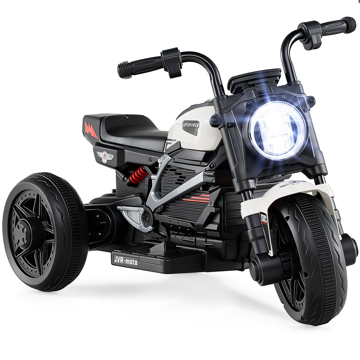 Kids' Ride-On Motorcycle - White & Black