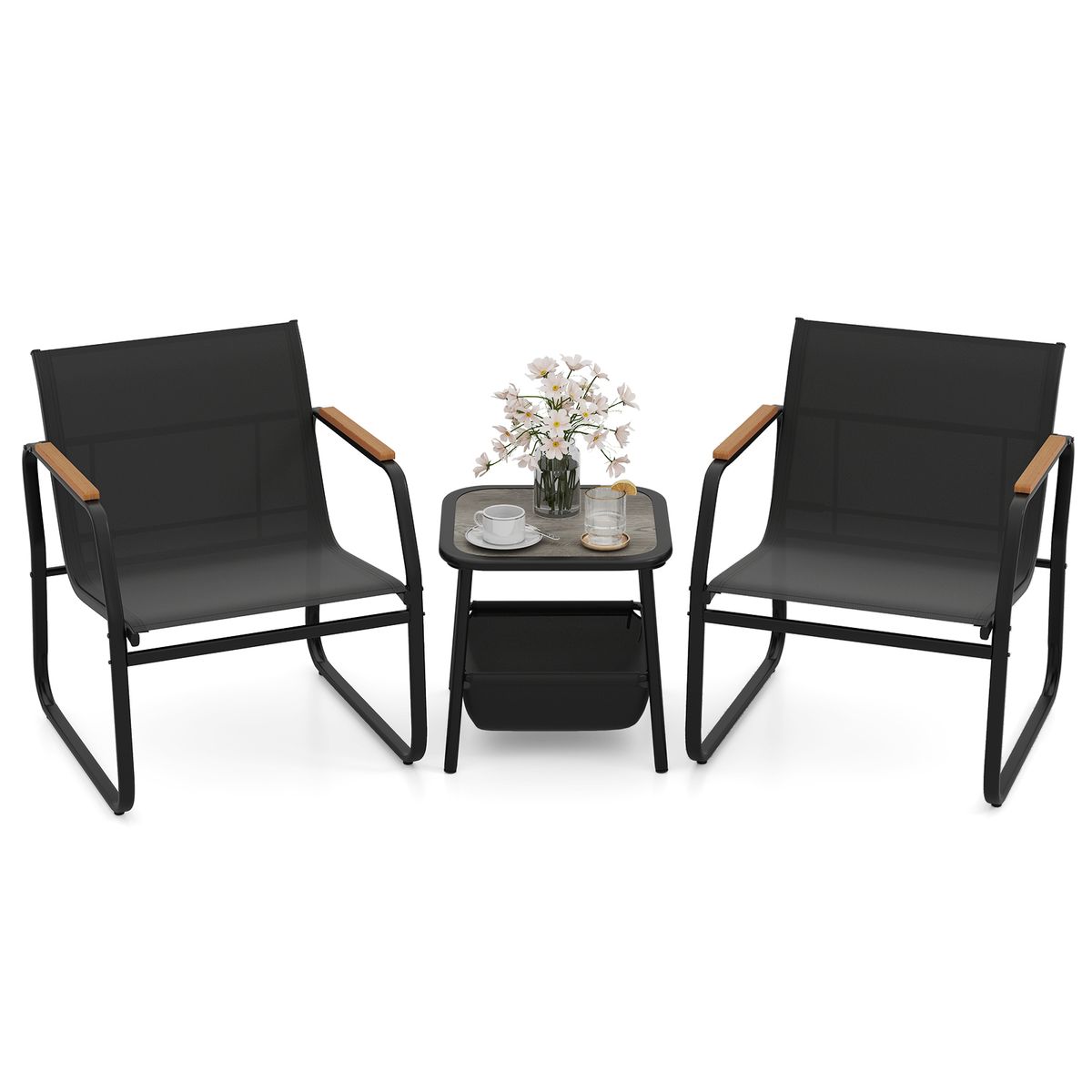 Patio Furniture Set (3-Pieces) - Furniture Set-Black