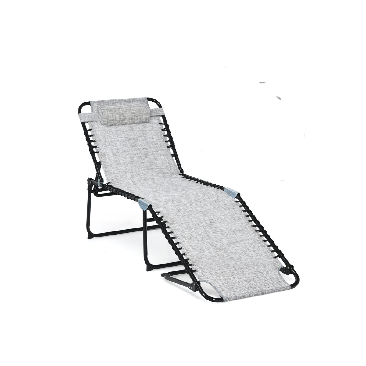 Foldable Recline Lounge Chair with Adjustable Backrest & Footrest - Grey, 1-Piece