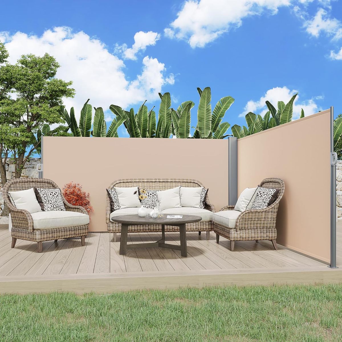 236" x 63" Retractable Double Side Awning - Beige