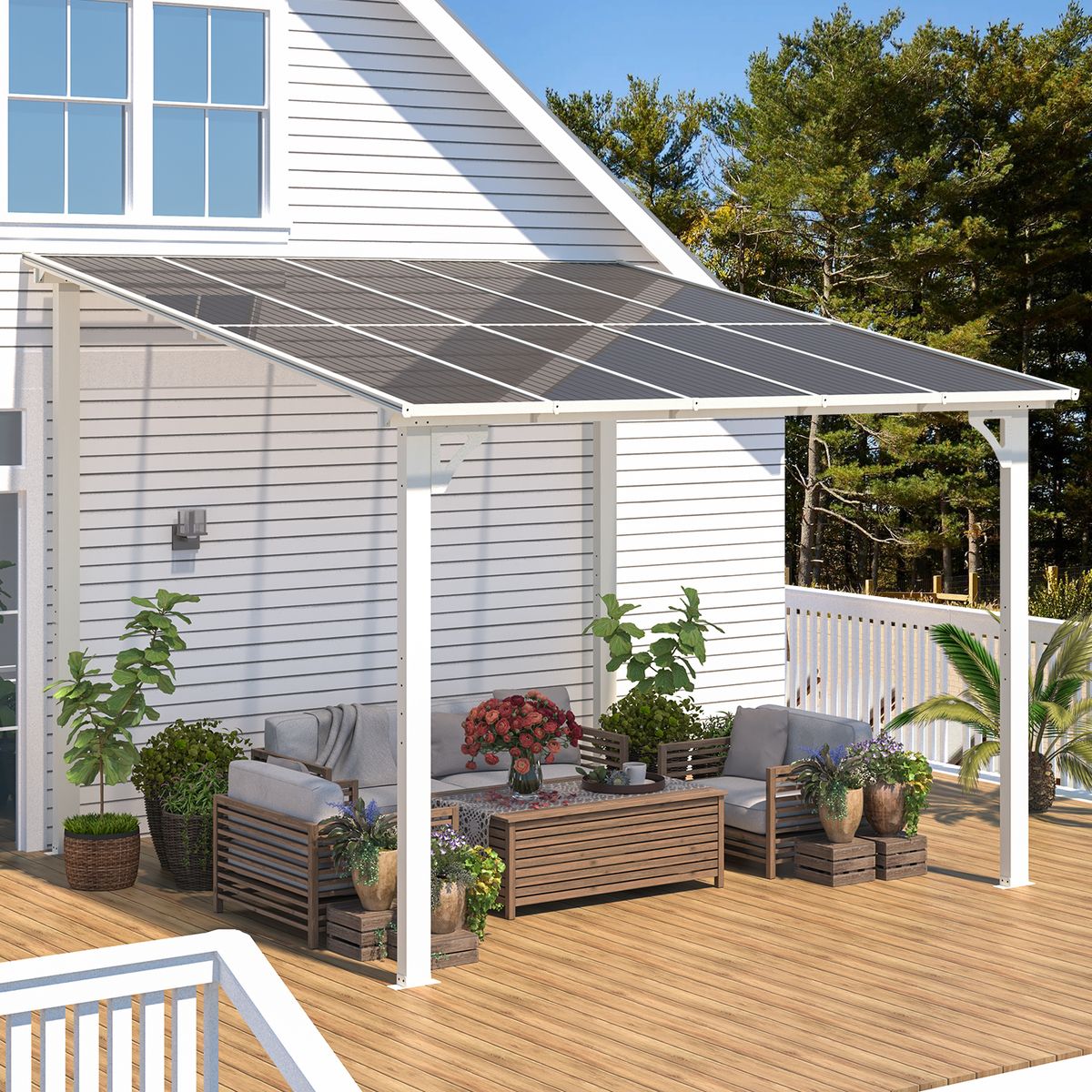 10 x 10 Outdoor Patio Lean to Gazebo Awnings  White