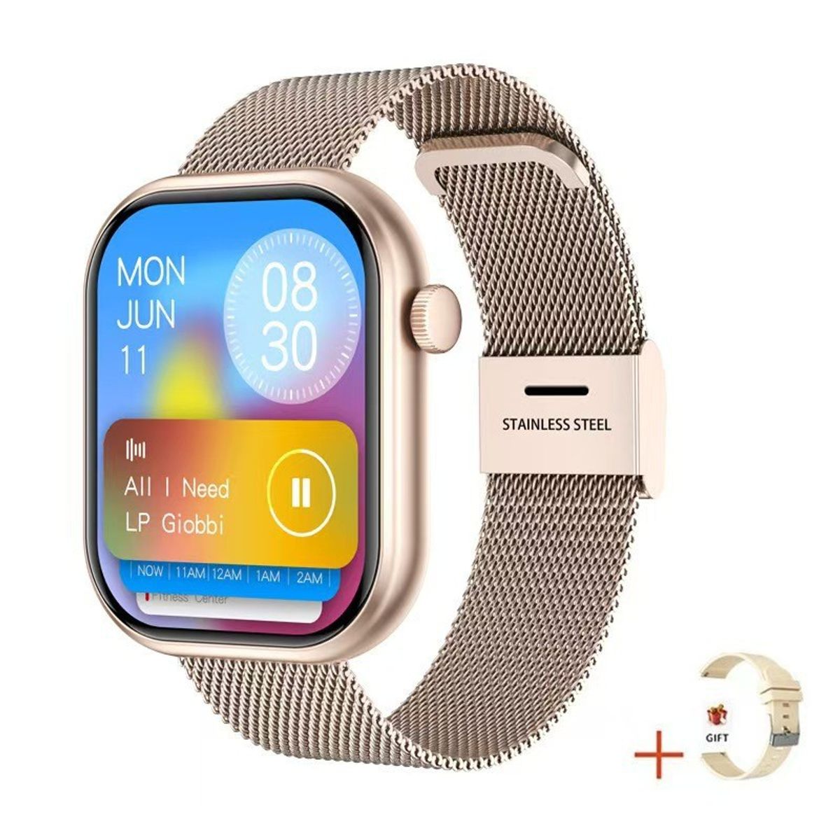 Fashion Smart Watch with Dual Bands  Gold