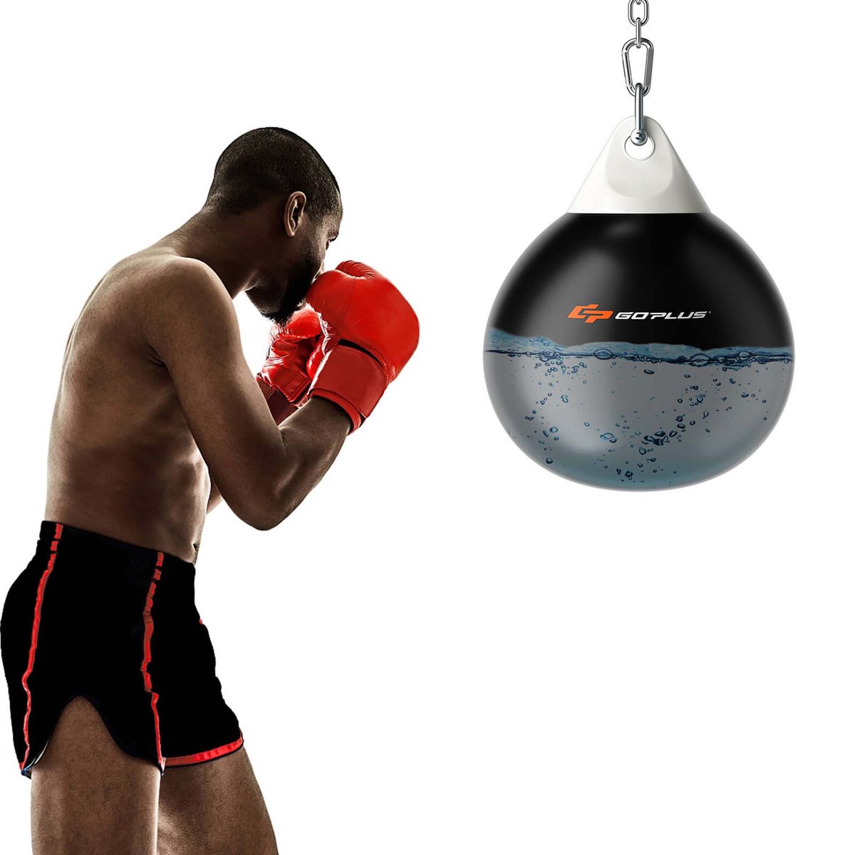 Costway Water Punching Bag 21" 180 Pound Heavy Punching Bag with Adjustable Metal Chain - Black
