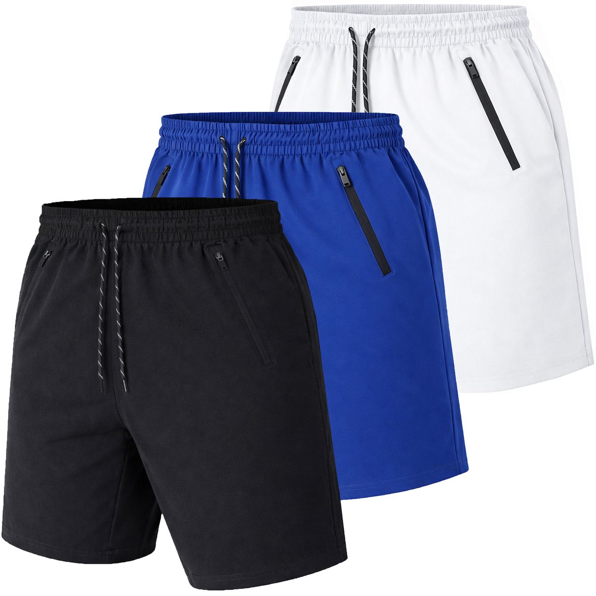 Men's Performance Training Shorts (3-Pack) - J/MWWS-101 - BK-RY-WH - S