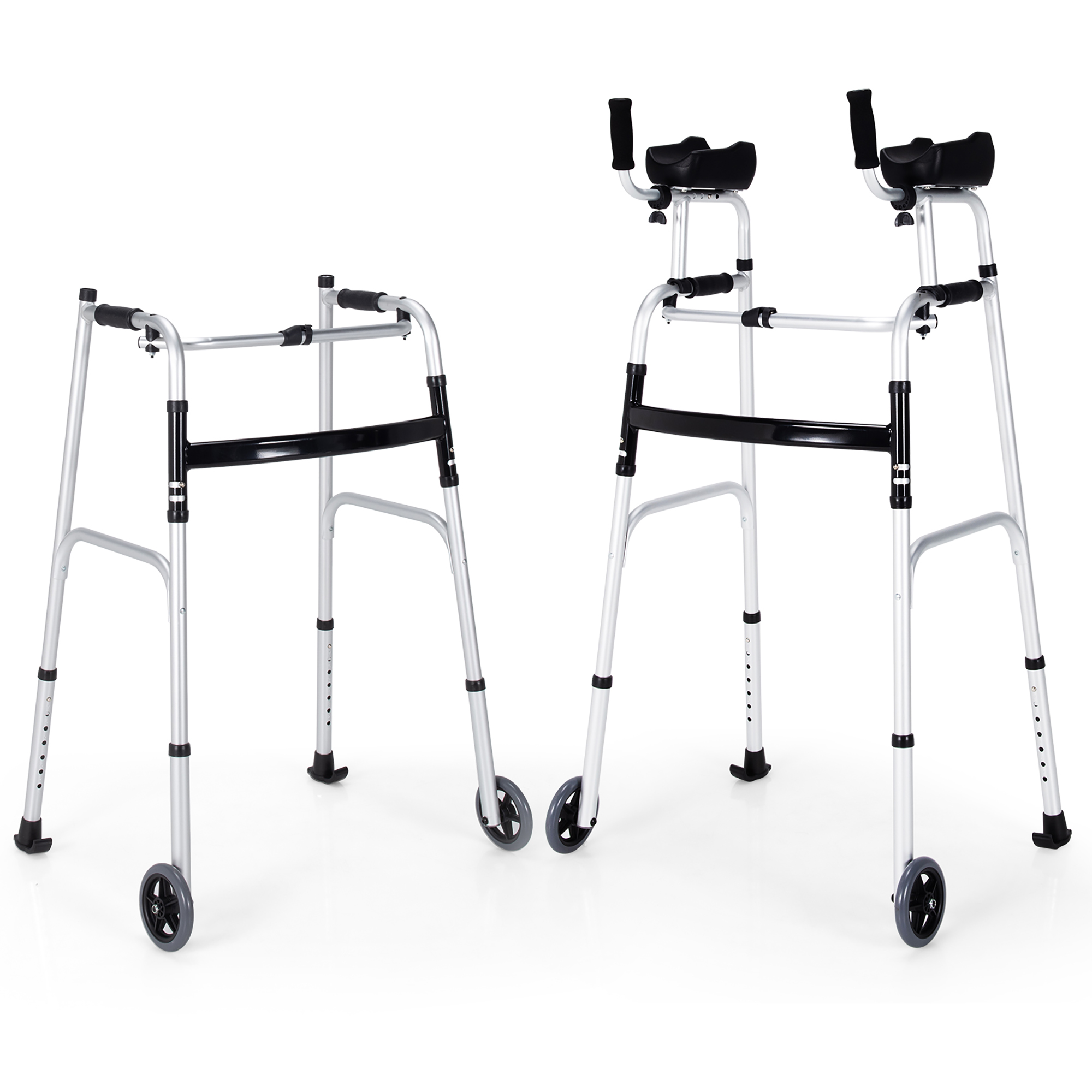 Photos - Rollator / Walker Costway Folding Walker with Arm Rests -  Folding Aluminum Alloy SP0570 