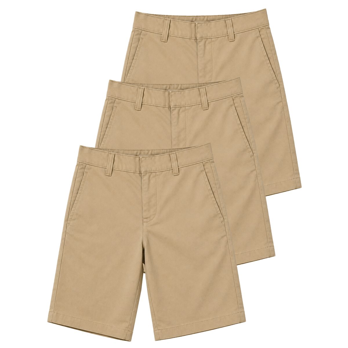 Boys' Stretch Slim Fit School Uniform Twill Shorts (3-Pack) - (3-PACK)-J/BSB-KK-KK-KK/16