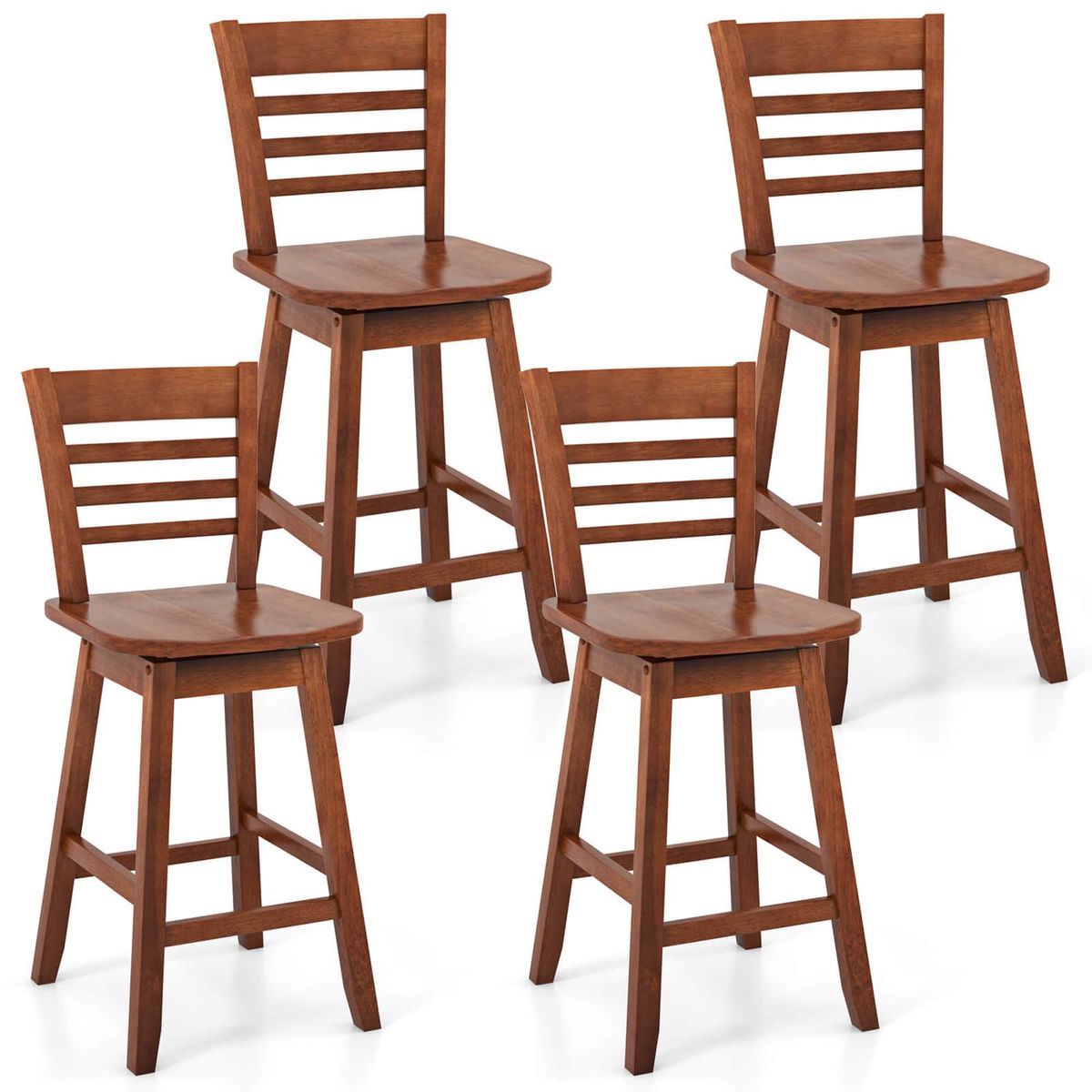 Photos - Chair Costway Counter Height Swivel Bar Stools  - Set of 4-Brown HCST03846 (Set of 2 or 4)