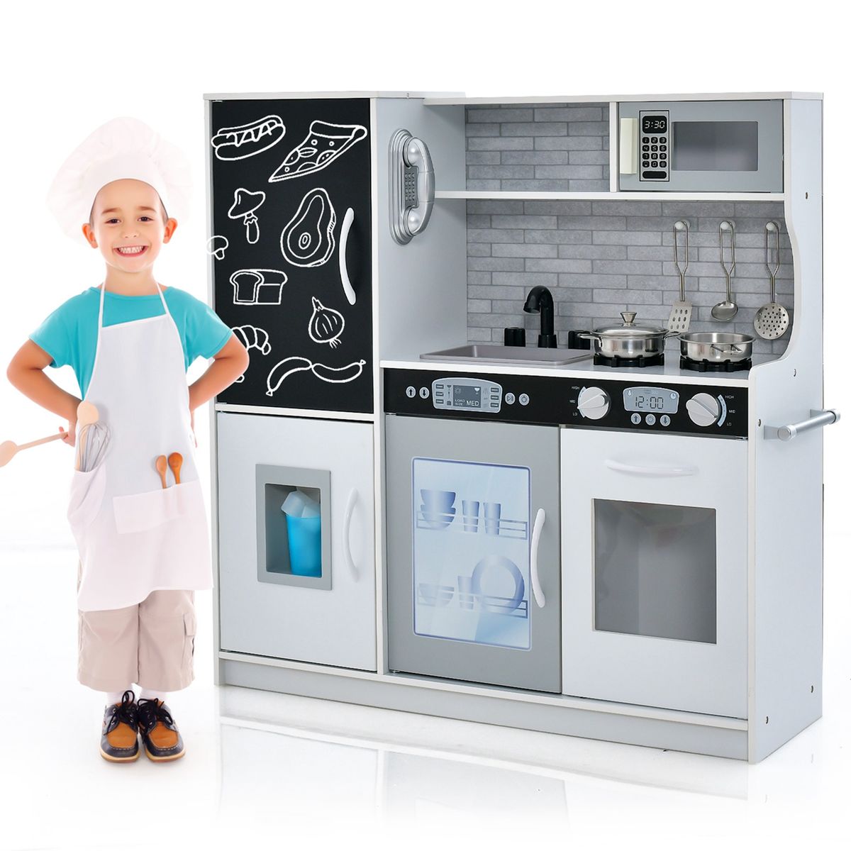 Kid's Pretend Kitchen Playset  - White