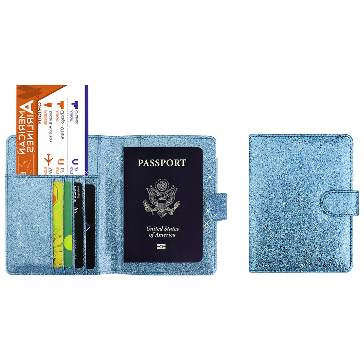 Photos - Travel Bags LUXURY LIVING Multi Function Glitter Bling RFID Passport Organizer - Blue TI-CASPH-BLU