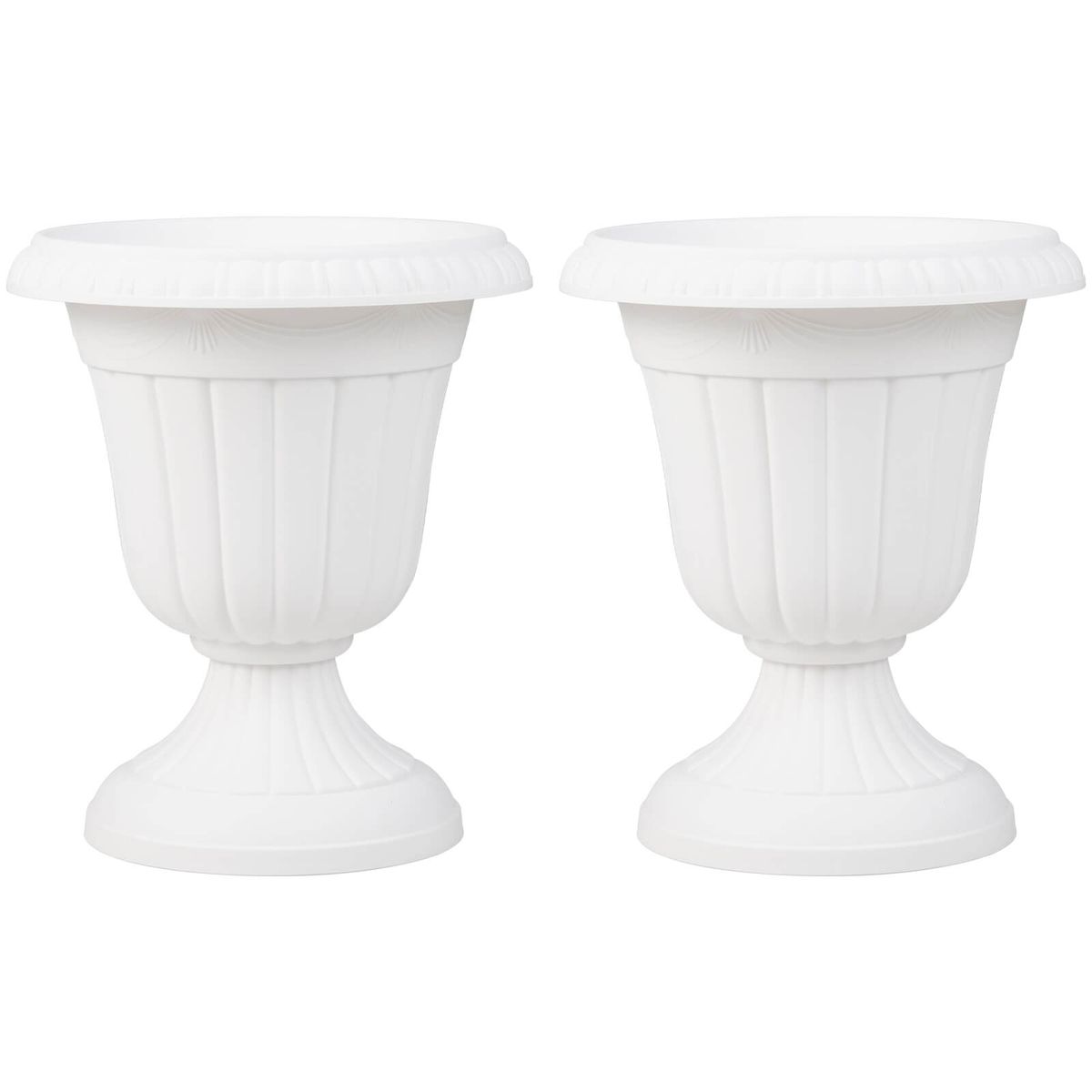 Photos - Flower Pot Costway 18" Tall Vintage Planter Set with Pedestal Base  - White, 2-Piece HCST08558 (2- or 4-Piece)