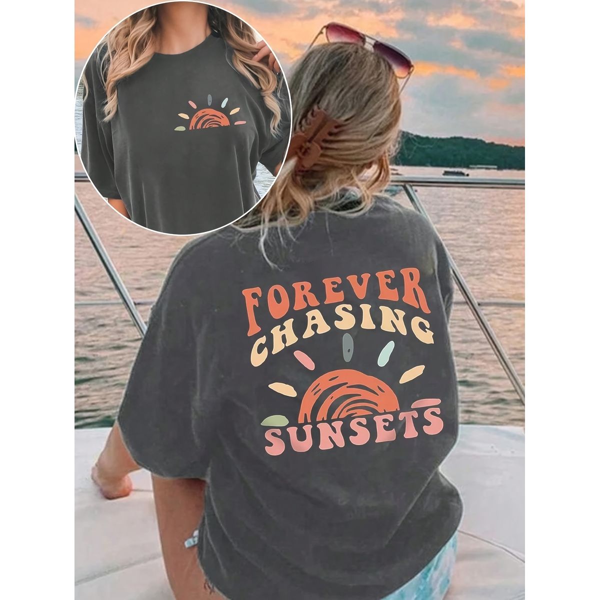 Women's Forever Chasing Sunsets Graphic Tee - Small