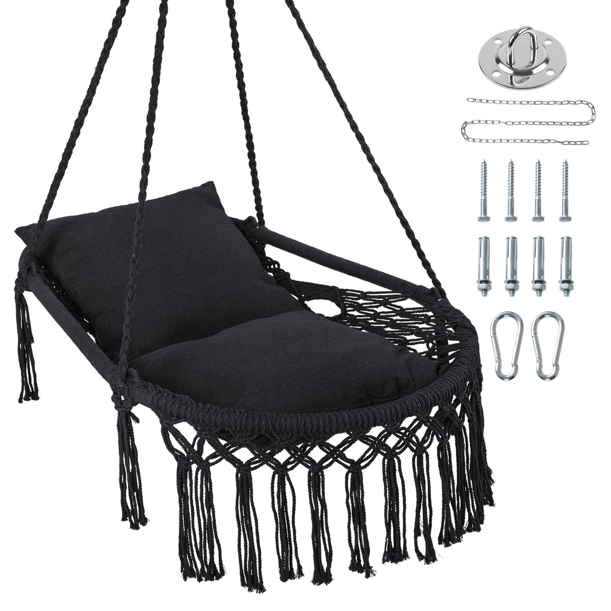 Macrame Swing Chair   Swing ChairBlack