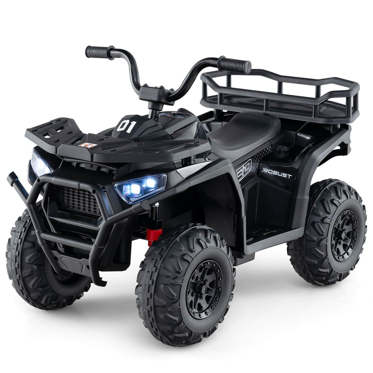 24V Kids Ride-on Electric ATV Toy with LED Lights - Black