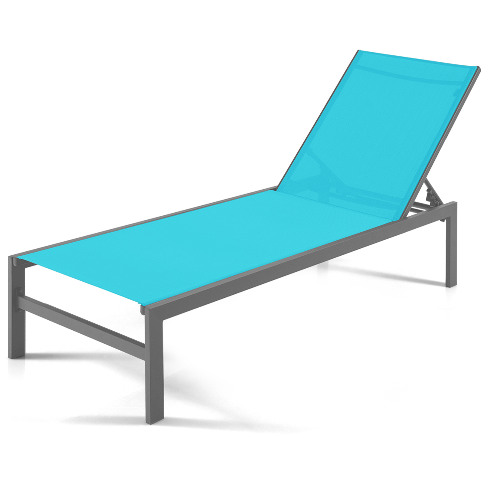 Photos - Garden Furniture Costway 6-Position Chaise Lounge Chair with Rustproof Aluminum Frame - Lounge Couch- Turquoise- 1-Pack HCST142 (1 or 2-Pack)