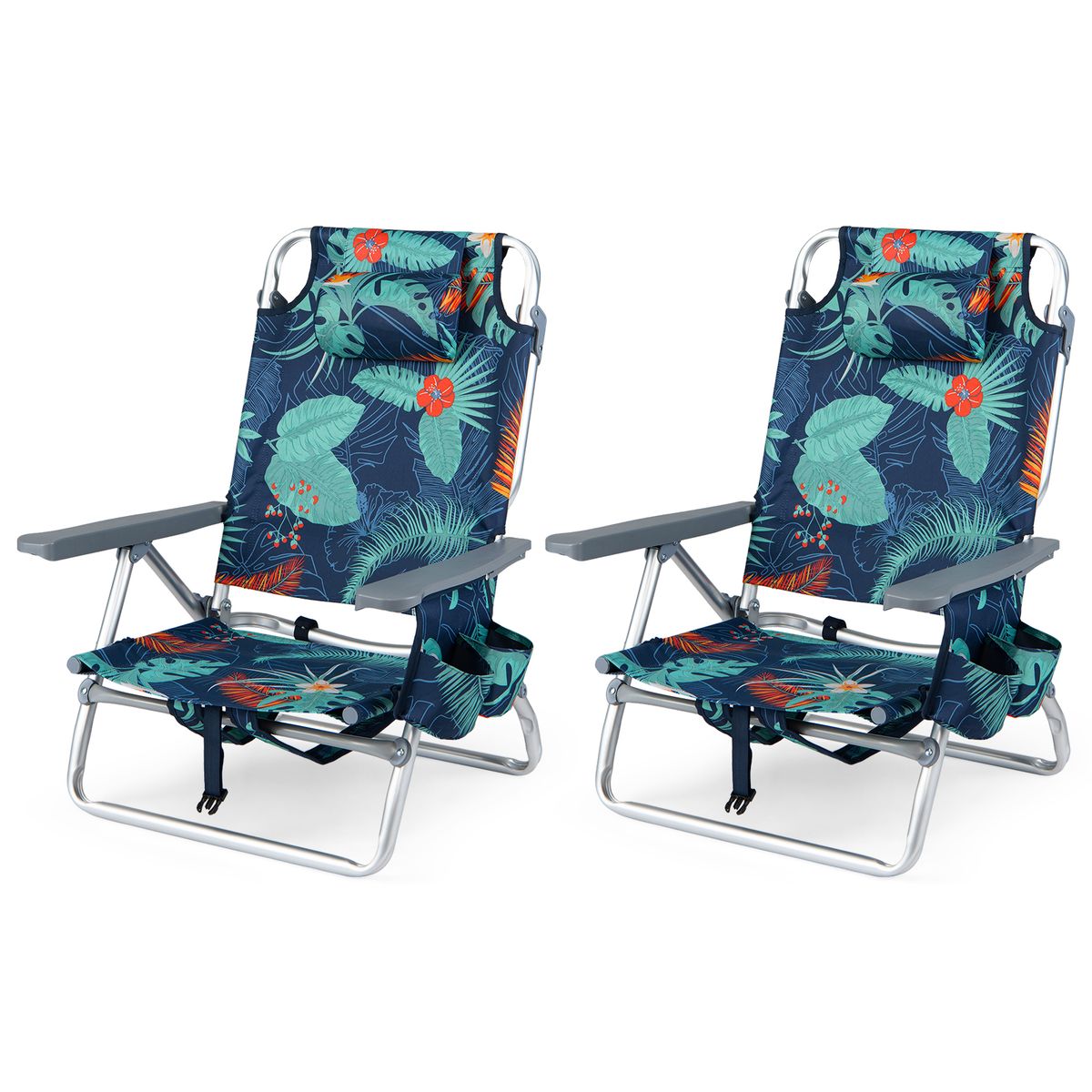 Photos - Garden Furniture Costway Low Beach Chair - Coconut Blue HCST13617 (2-Pack)