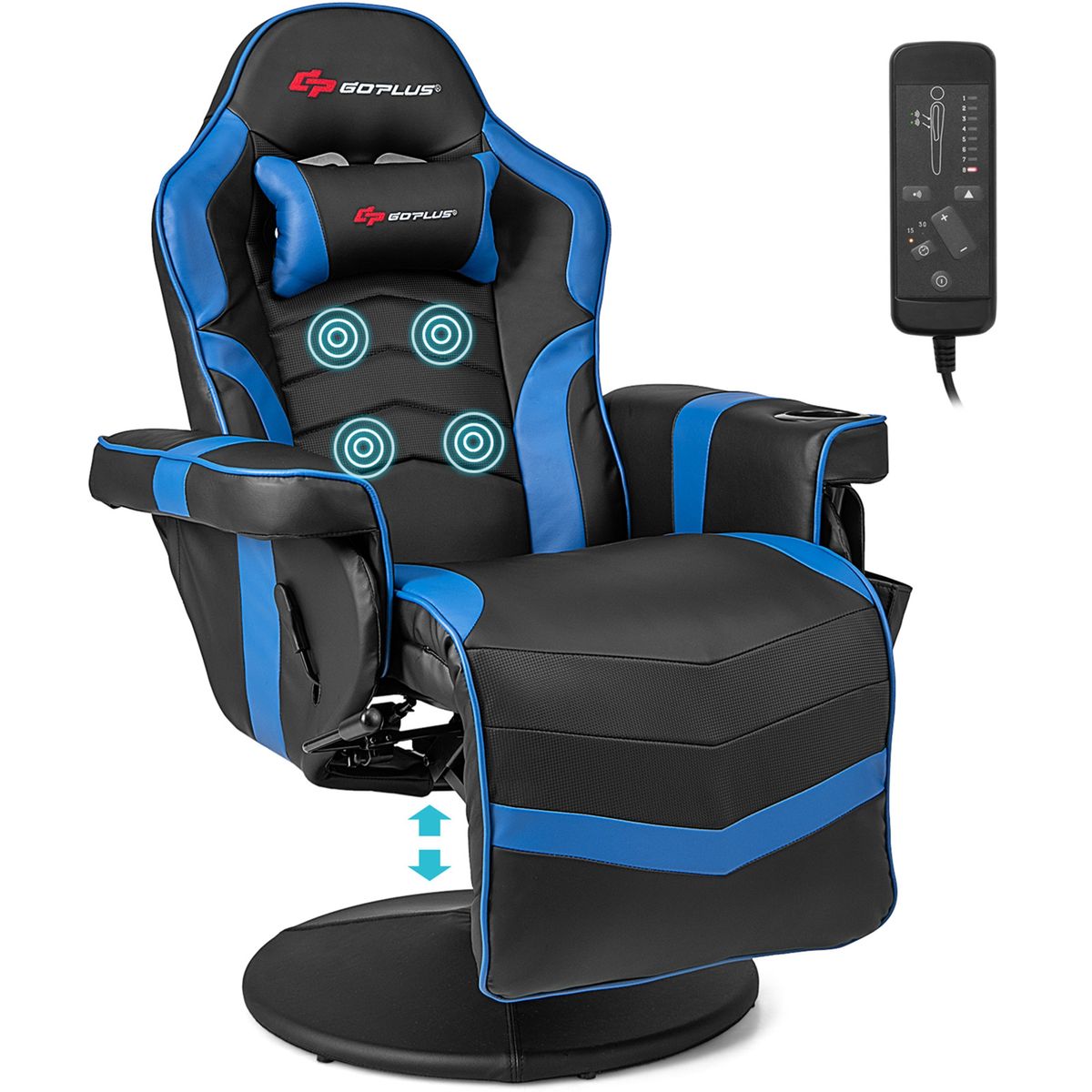 Massage Video Gaming Recliner Chair with Adjustable Height  Massage Gaming Chair Bl