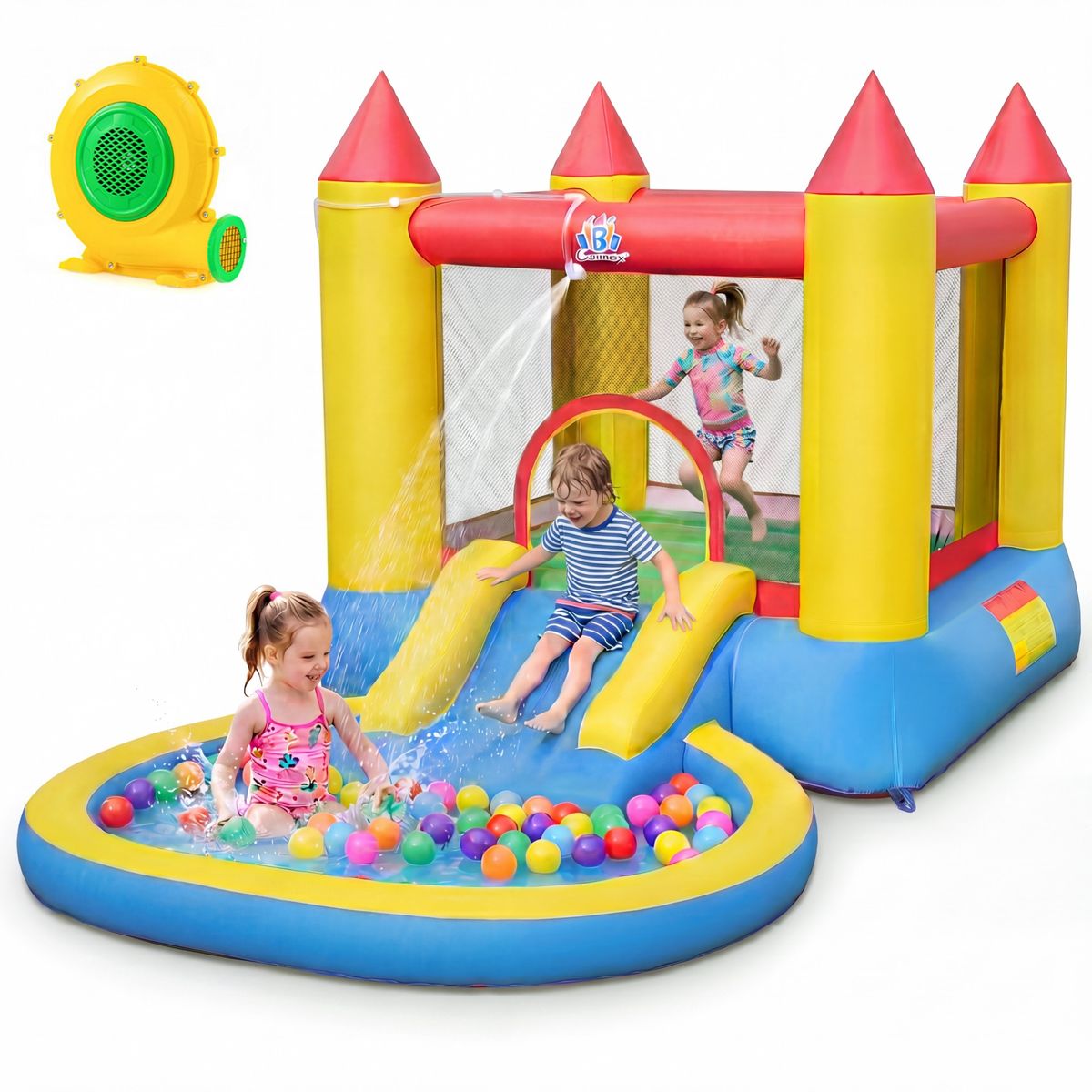 Inflatable Bounce House with Splash Pool (With or Without Blower) - 370W Blower