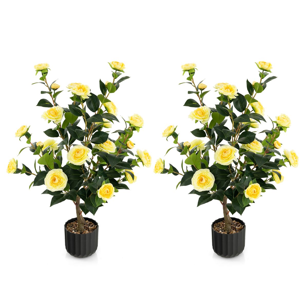 Artificial Camellia Tree (1 or 2 Pack) - Yellow-2